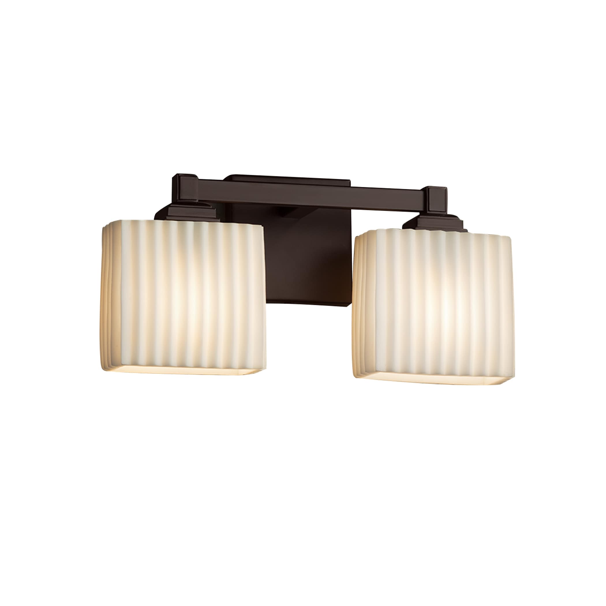 Justice Design Group PNA-8432-55-PLET-DB Porcelina 14.5-in 2-Light Dark Bronze Transitional Vanity Light
