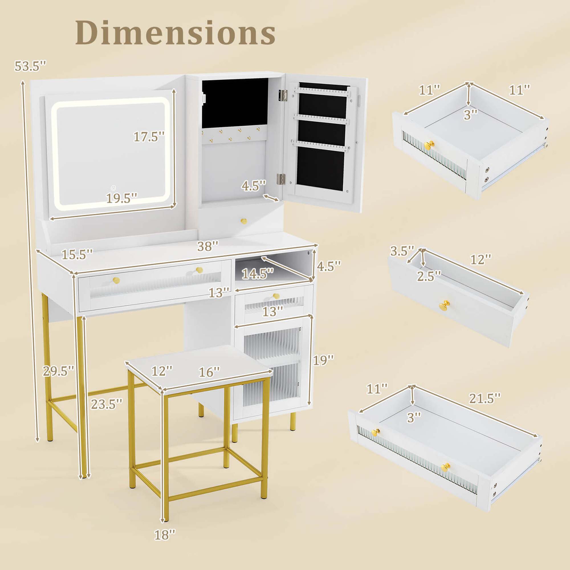 Costway HCST05035 Bedroom-Vanities - View #2