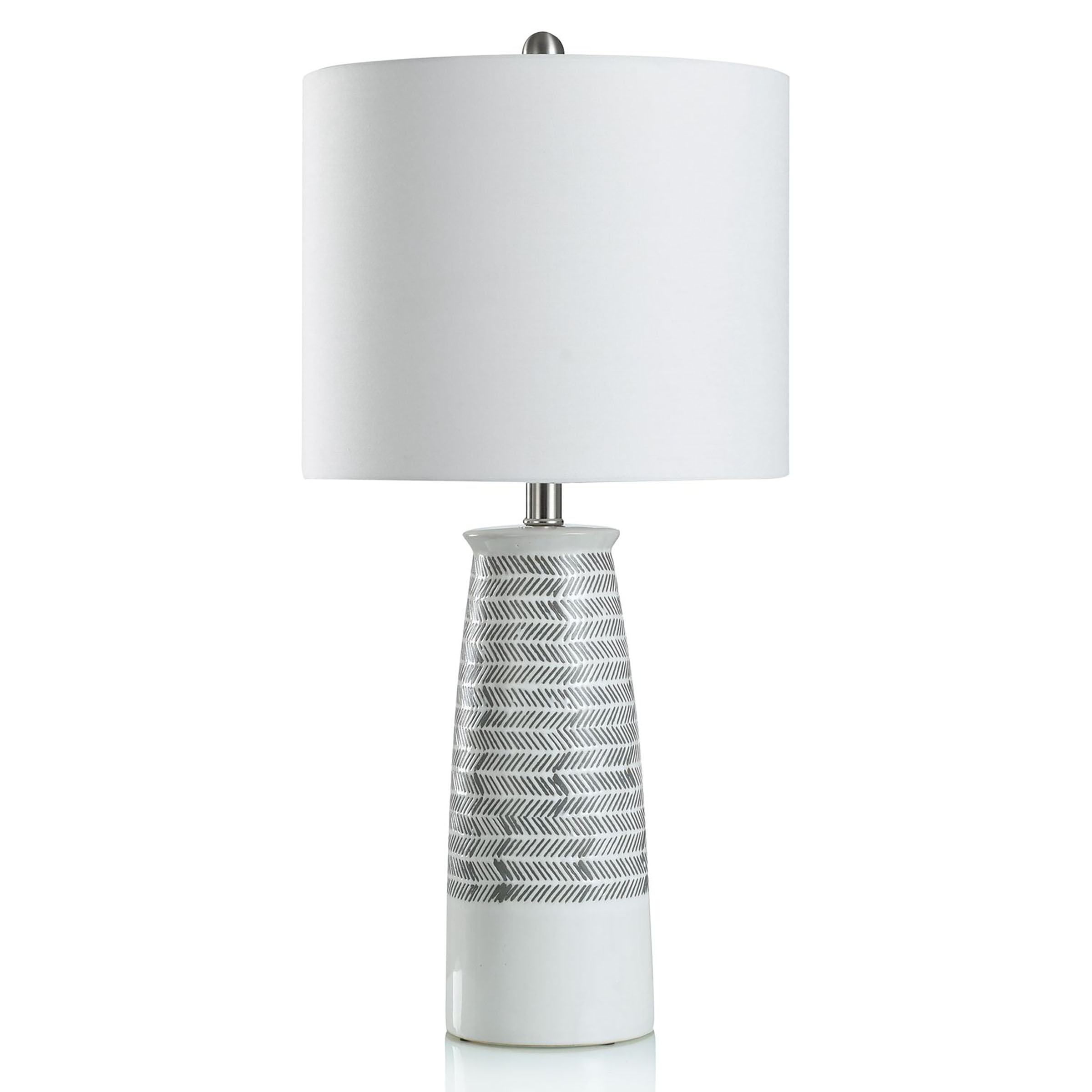 StyleCraft Home Collection L210730DS White 3-way Table Lamp with Linen Shade