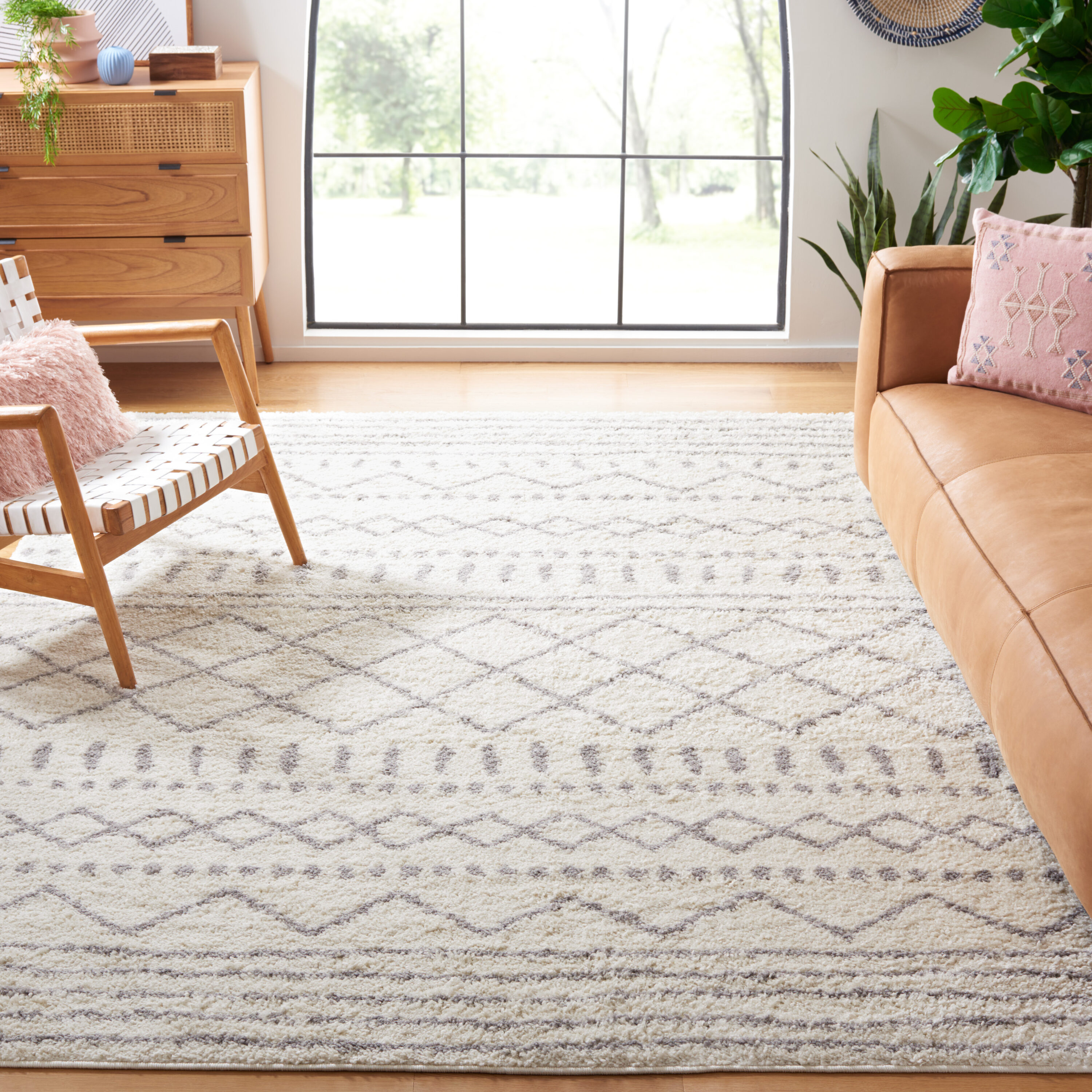 Safavieh ASG741F-10 Arizona Shag 10 x 14 (ft) Loomed Polypropylene Ivory/Gray Rectangular Indoor Geometric Southwestern Area rug