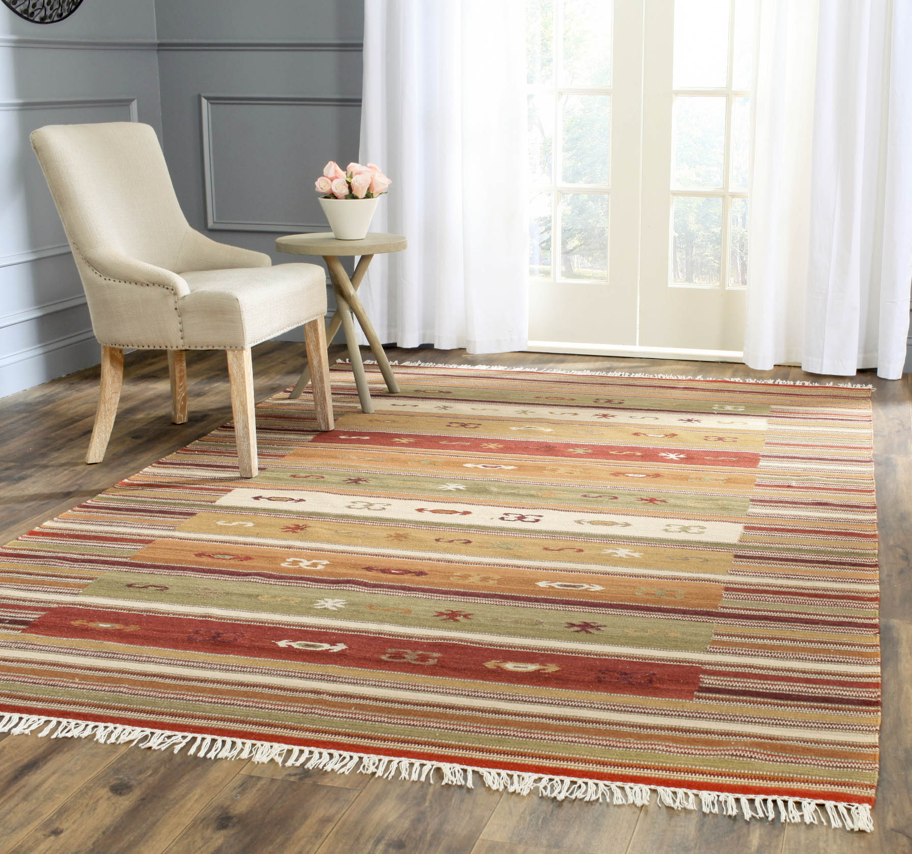  Kilim 178 Burgundy/Multi Bohemian 6ft x 9ft Medium Rectangle Rug