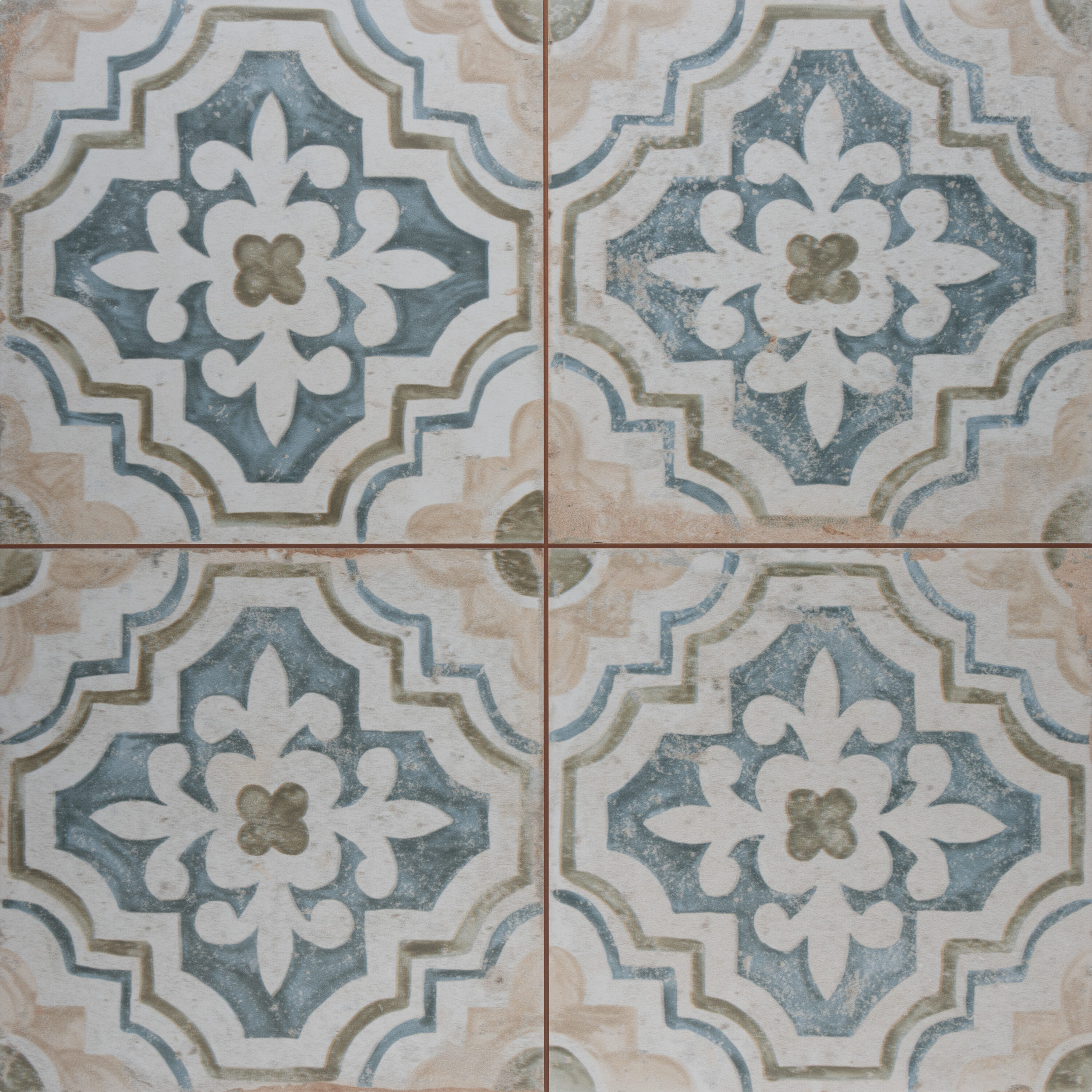 Affinity Tile S1FPE18KPOFA Sample - Kings Porto Fatima 9-in x 9-in Matte Ceramic Patterned Floor and Wall Tile