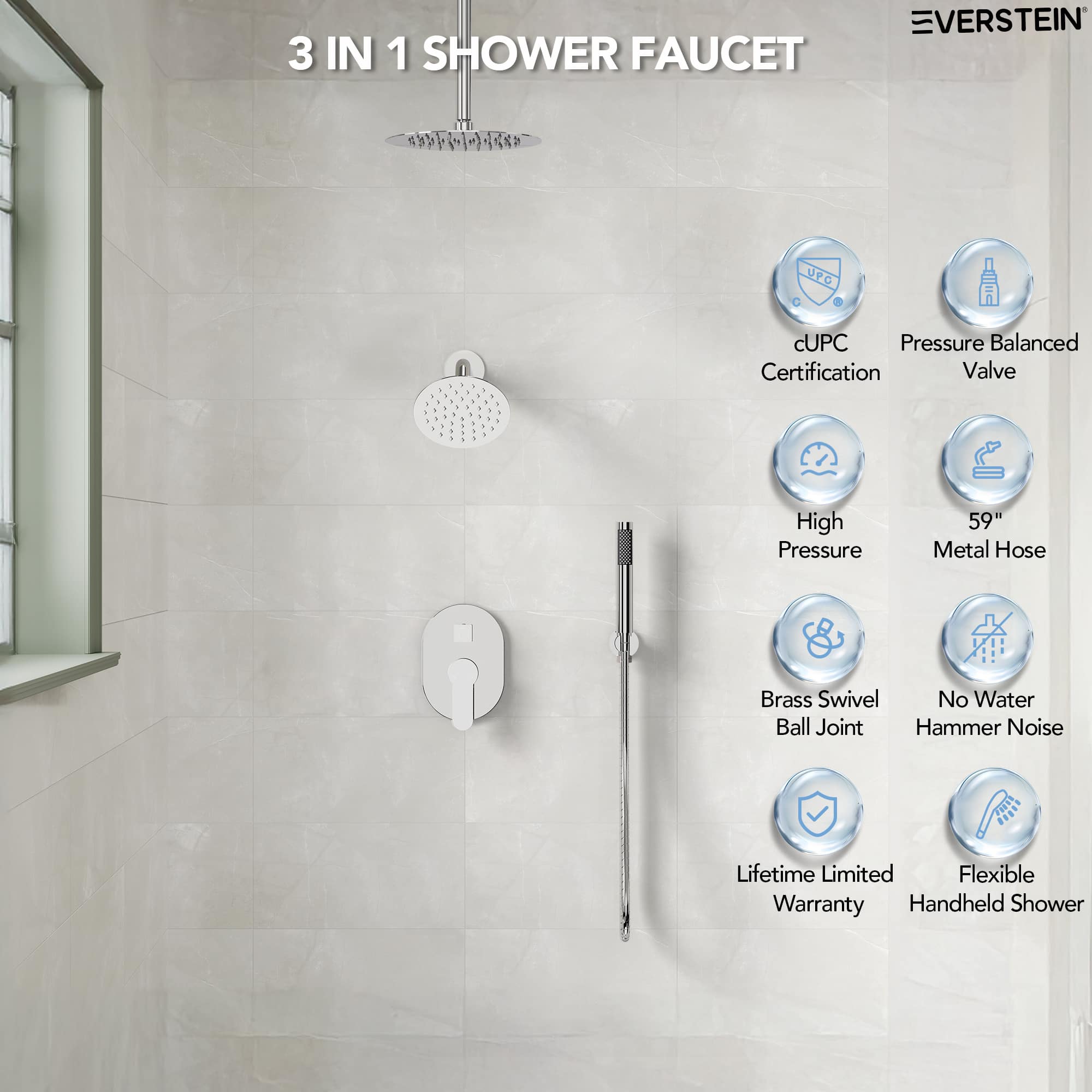 EVERSTEIN SFS-1057-CH10 Showerhead-Bar-Panels - View #3