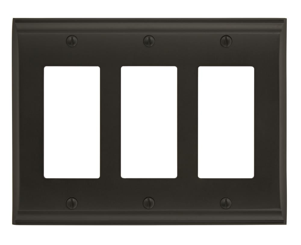 Amerock BP36506BBR 3 -Gang Standard Size Black Bronze Zinc Indoor Decorator Wall Plate