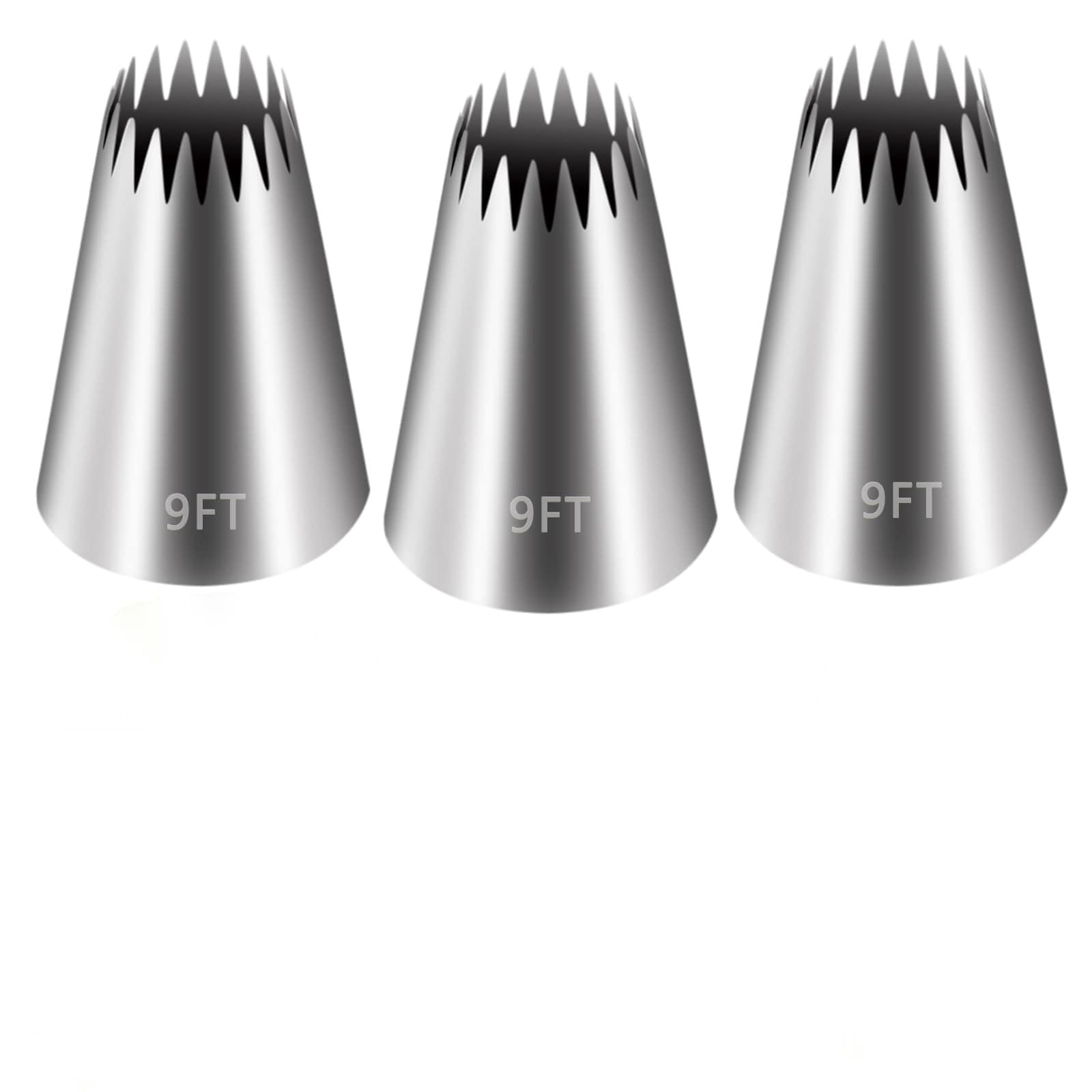 Aoibox  3 Piece 9 ft Large Stainless Steel Piping Tips Set for Cake Decorating Churro Making and Frosting Tools