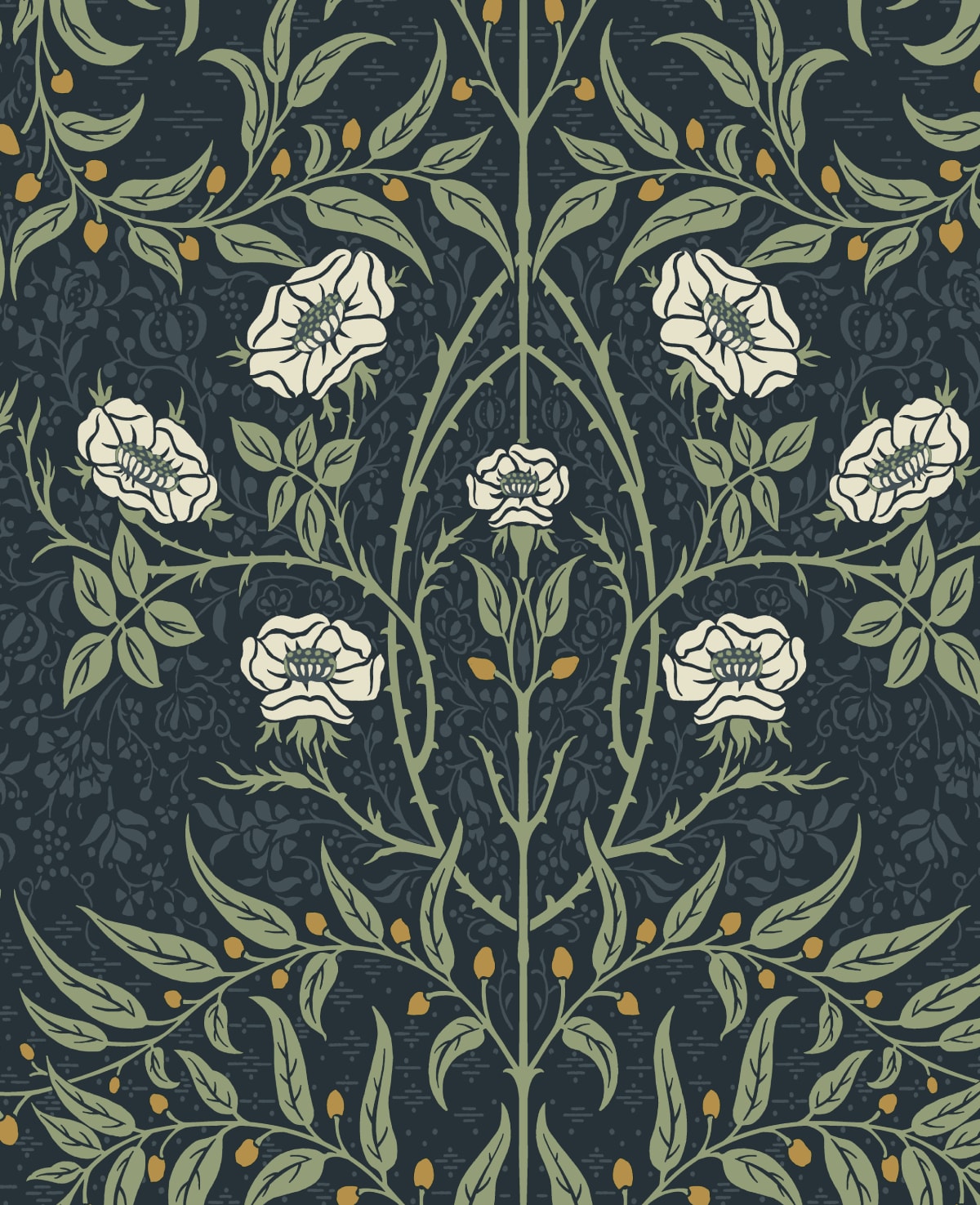 NextWall NW43902 30.75-Sq. Feet Navy and Sage Vinyl Floral Self-adhesive Peel and Stick Wallpaper