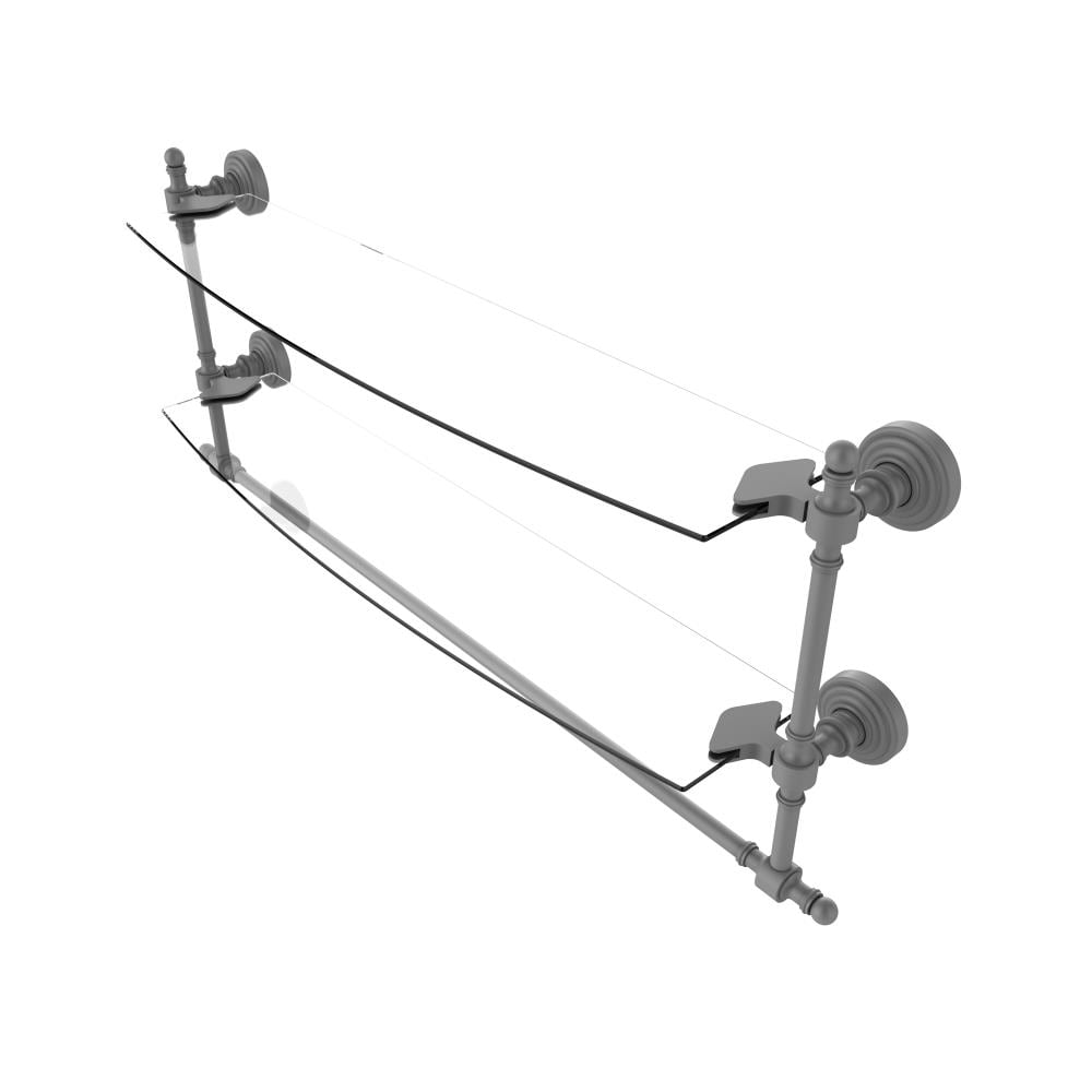Allied Brass RW-34TB/24-GYM Retro Wave Matte Gray 2 -Tier Wall mount Bathroom Shelf ( 24-in x 15-in x 5-in )