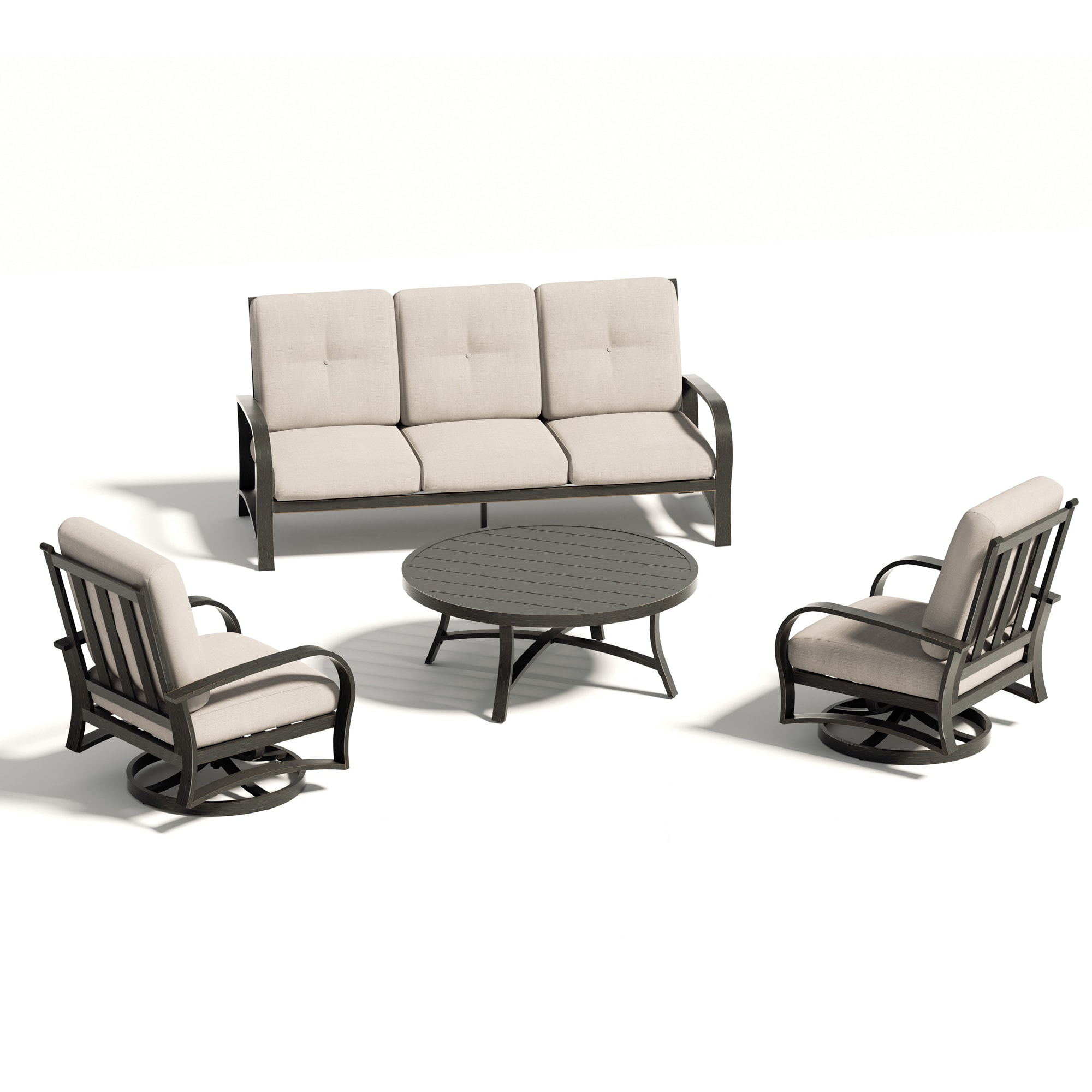 PEAK HOME FURNISHINGS Chamber 4 -Piece Patio Conversation Set with Beige Sunbrella Cushions Included