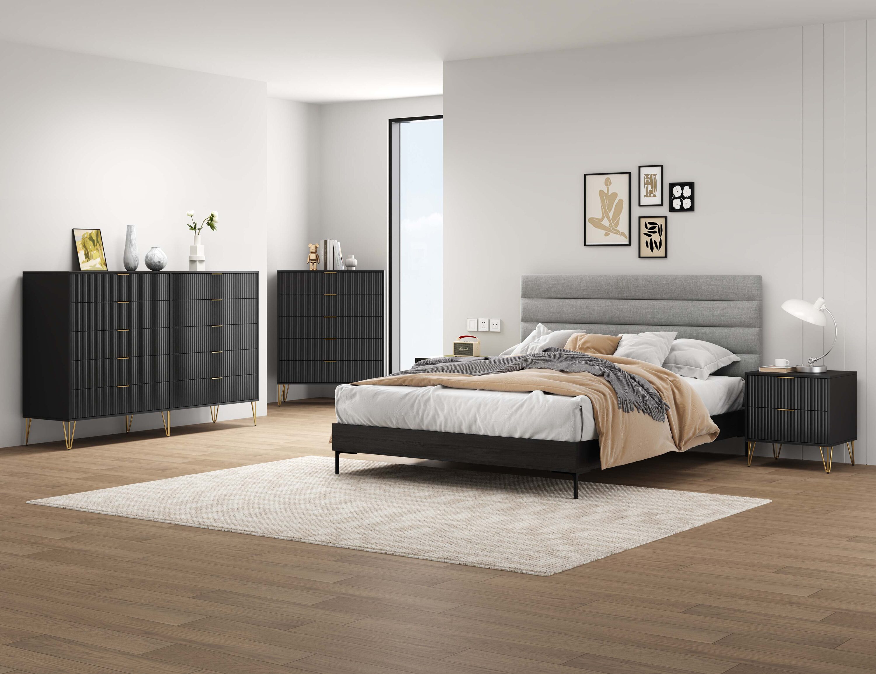 Manhattan Comfort 3-DB08-BK Black 15 -Drawer Standard dresser