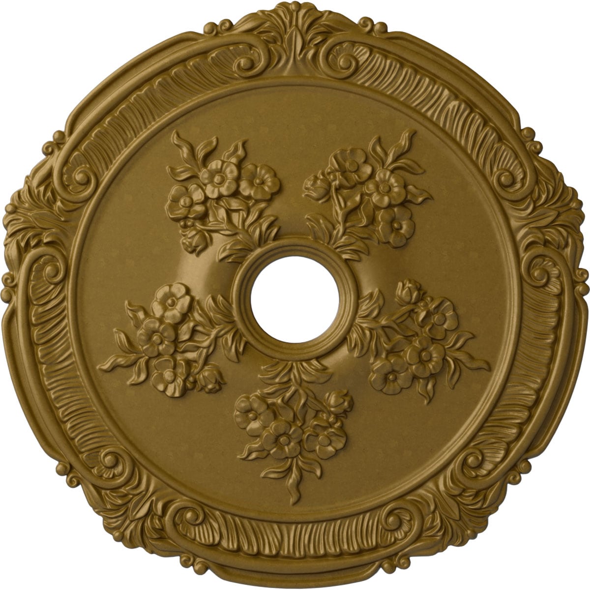 Ekena Millwork CM26ATGLS Attica with Rose 26-in W x 26-in L Painted Gold Polyurethane Whole Ceiling Medallion