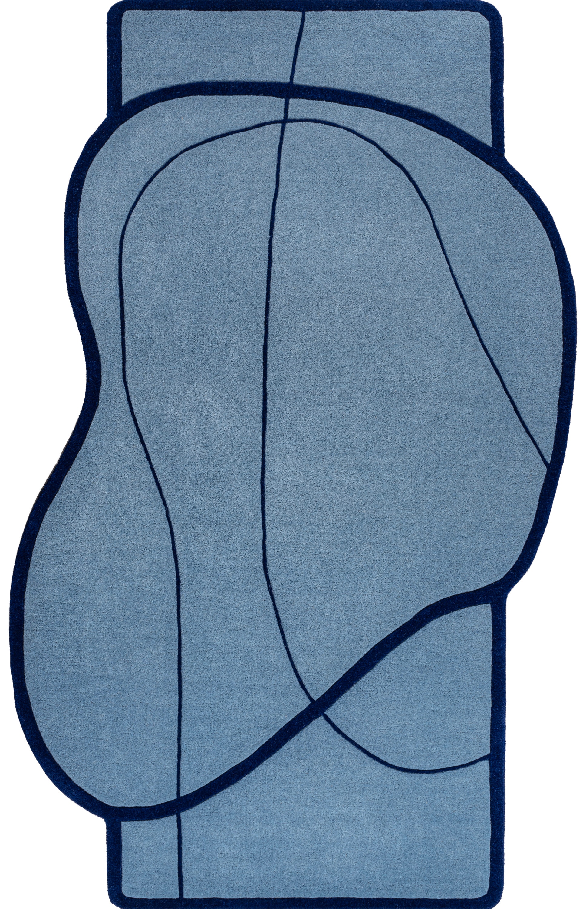 JONATHAN Y 8 X 10 (ft) Wool Light Blue/Navy Irregular Indoor Abstract Mid-century Modern Spot Clean Only Area Rug