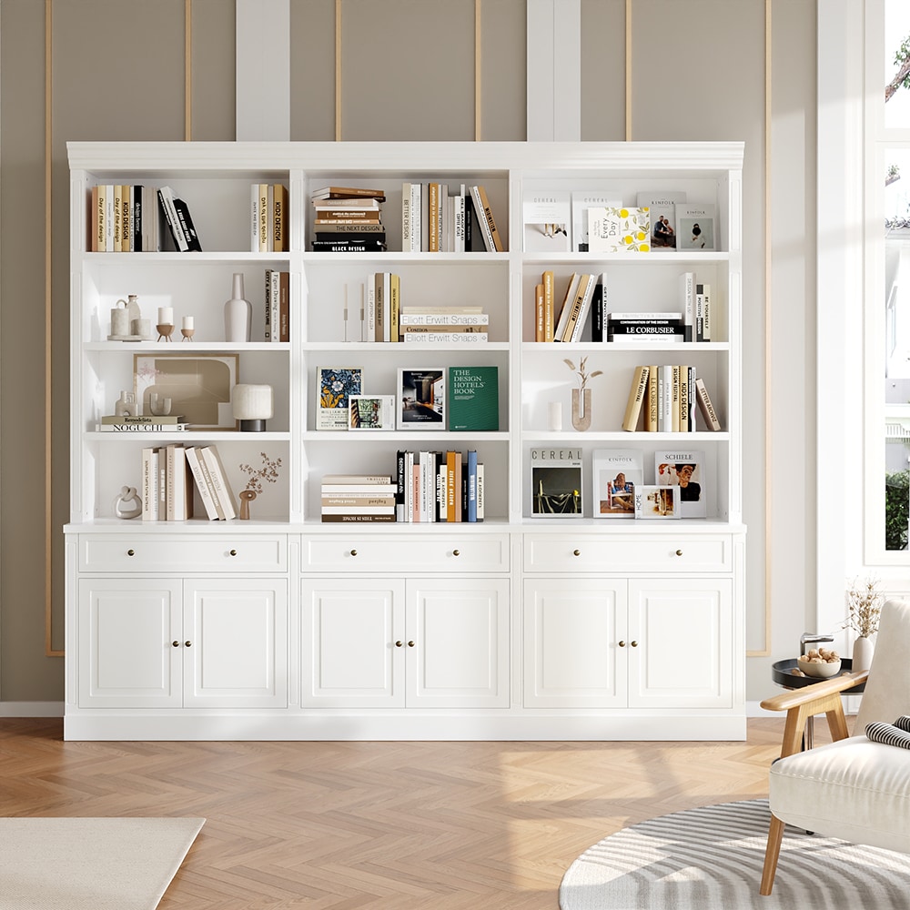 FUFU&GAGA Bookcase Storage Cabinet Contemporary/Modern White China cabinet with Wine Storage