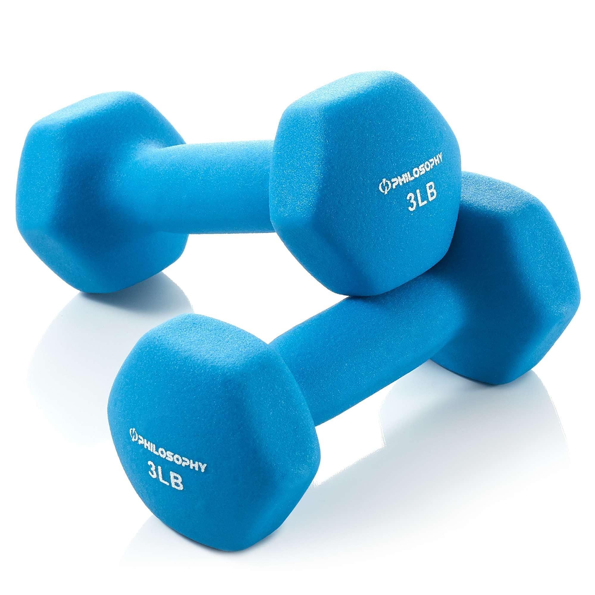 Philosophy Gym FIT-DB-N203 Neoprene Dumbbell Hexagon Hand Weights - 3-lb Pair - 6-lb Total