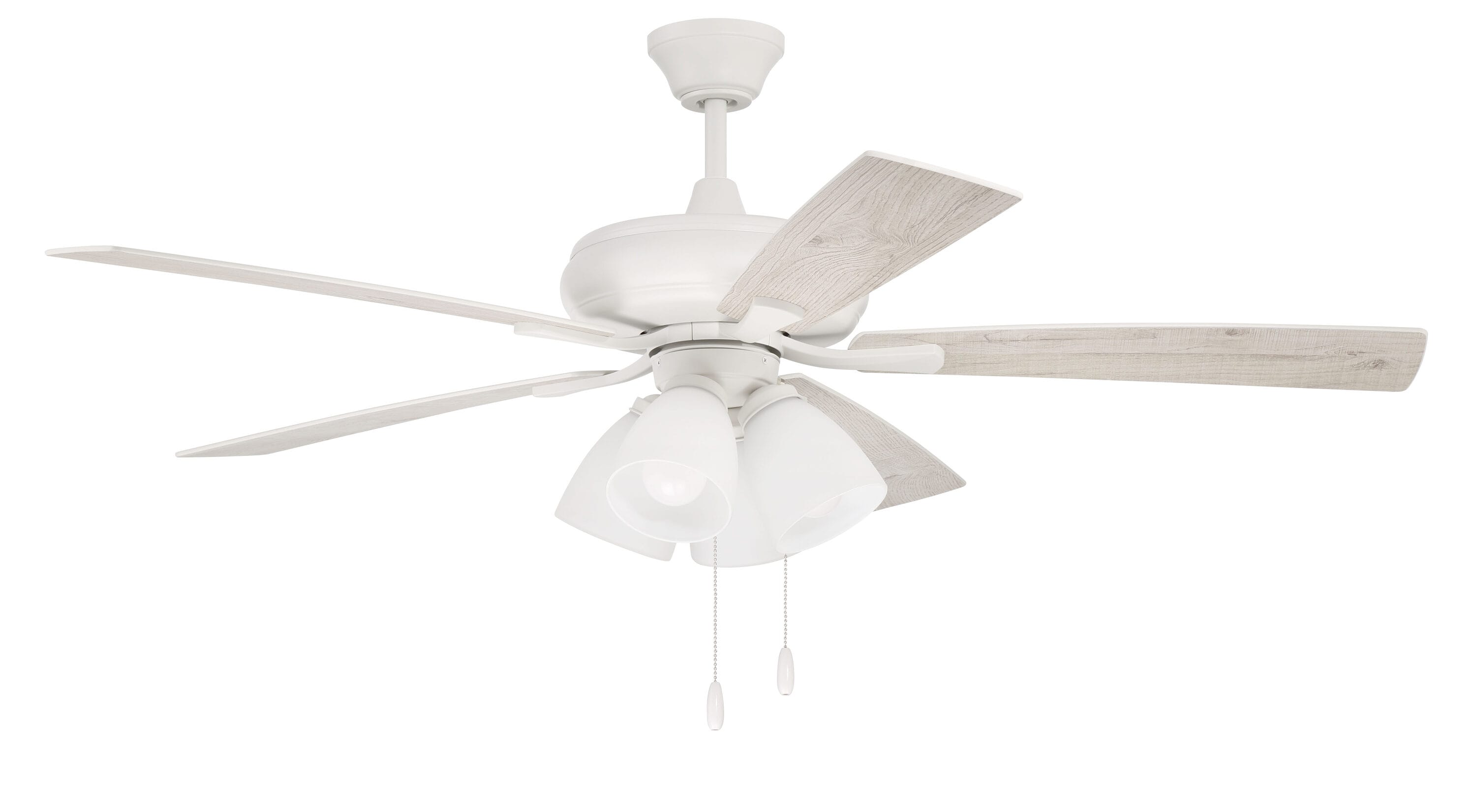 Eos 52-Inch White and Washed Oak Ceiling Fan with LED Lights