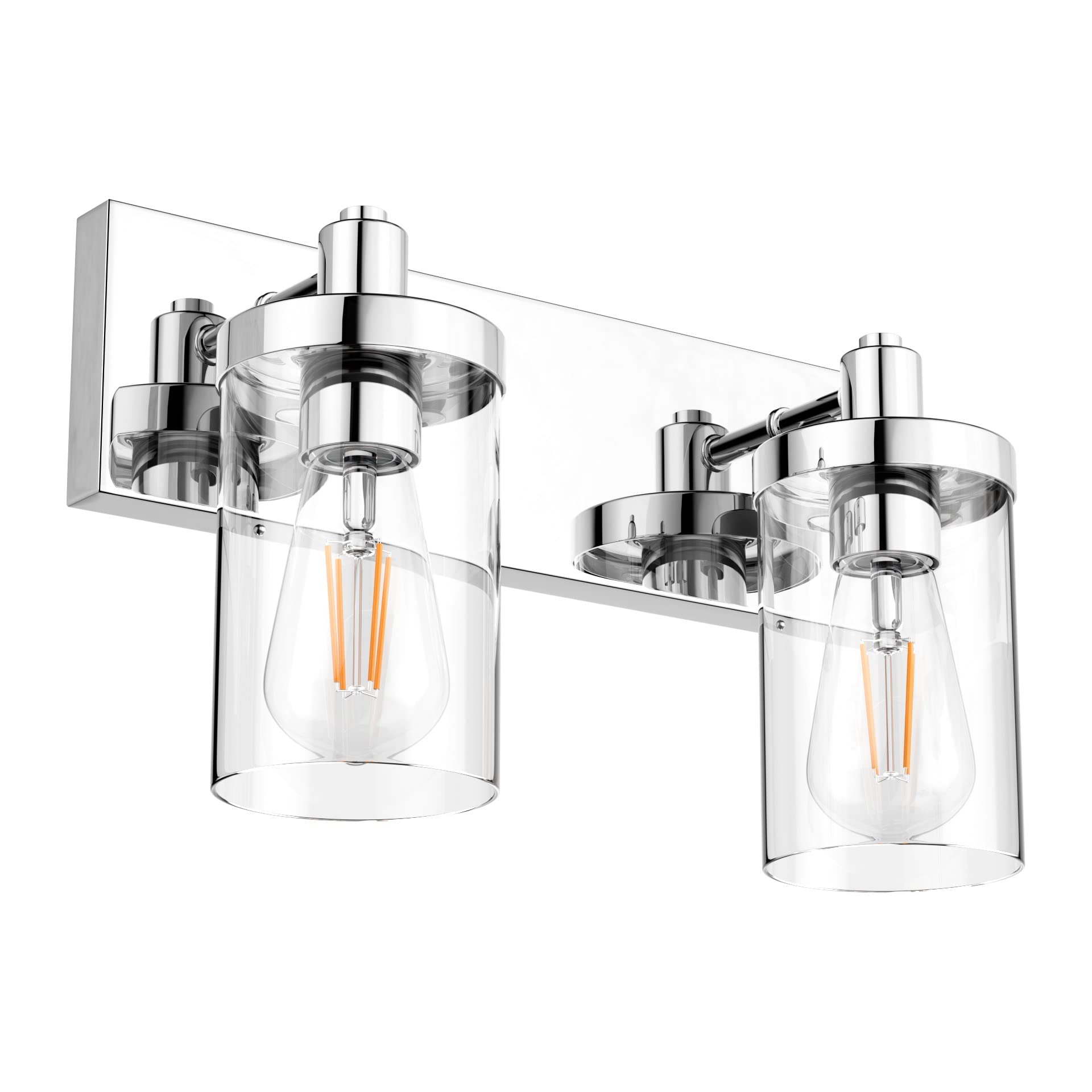 Aoibox -  2 Light Chrome Stainless Steel Bathroom Vanity Light with Clear Glass Shades E26 Socket...