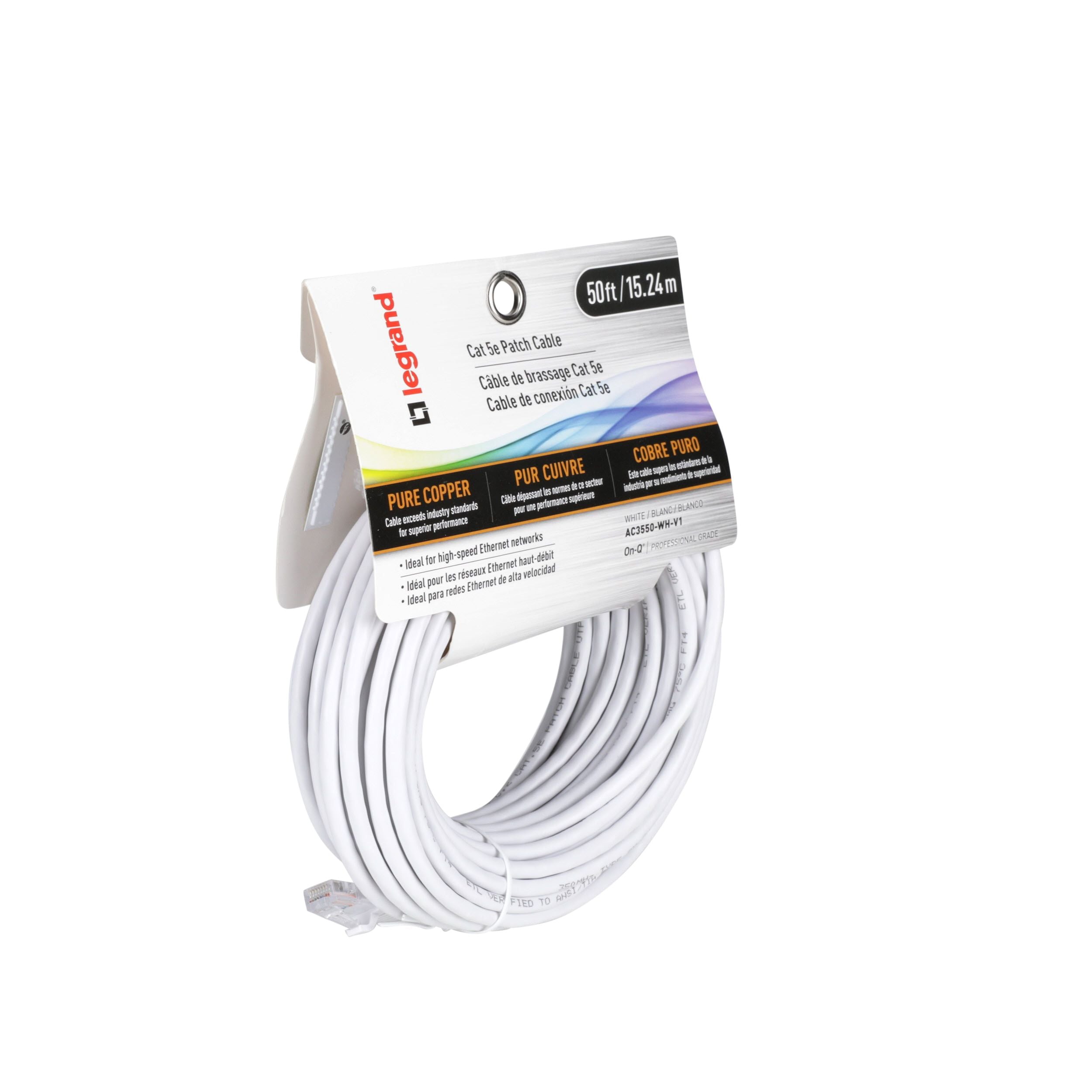CAT5E Hi-Speed LAN Ethernet Patch Cable White C&E 2 Pack CNE477812 Snagless/Molded Boot 50 Feet 