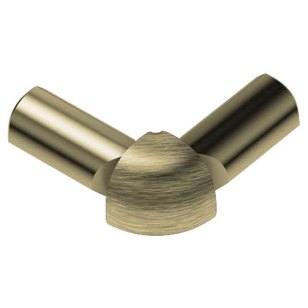 Schluter Systems E2L/RO125AMGB Rondec 0.5-in W x 1-in L Brushed brass anodized aluminum Aluminum Outside corner Tile Edge Trim