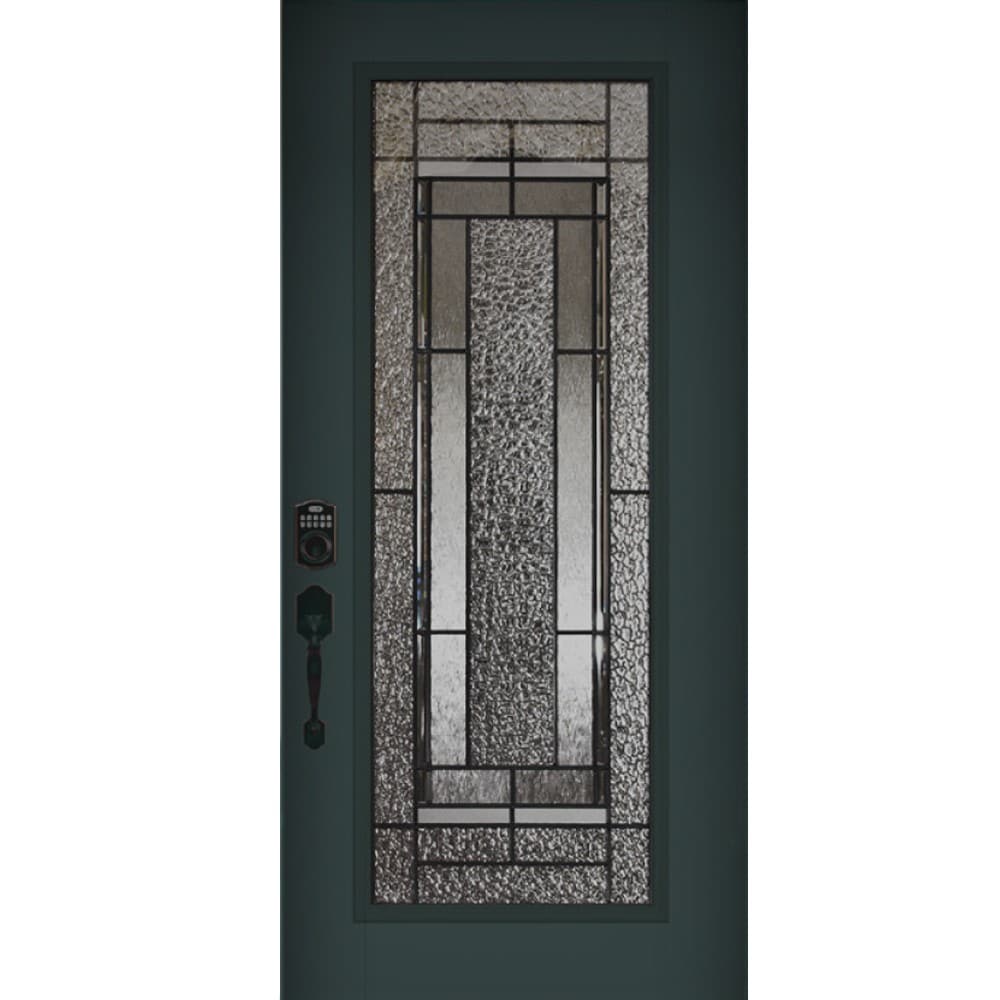 RELIABILT 10172521 Entry Door 36-in x 80-in x 4-9/16-in Steel Full lite Right-hand inswing Estuary Painted Prehung Front Door with Brickmould Insulating core