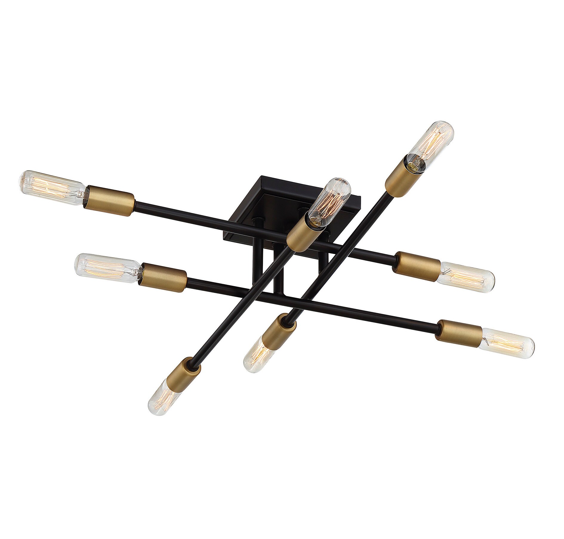 Bronze and Brass 8-Light Semi-Flush Mount Ceiling Fixture