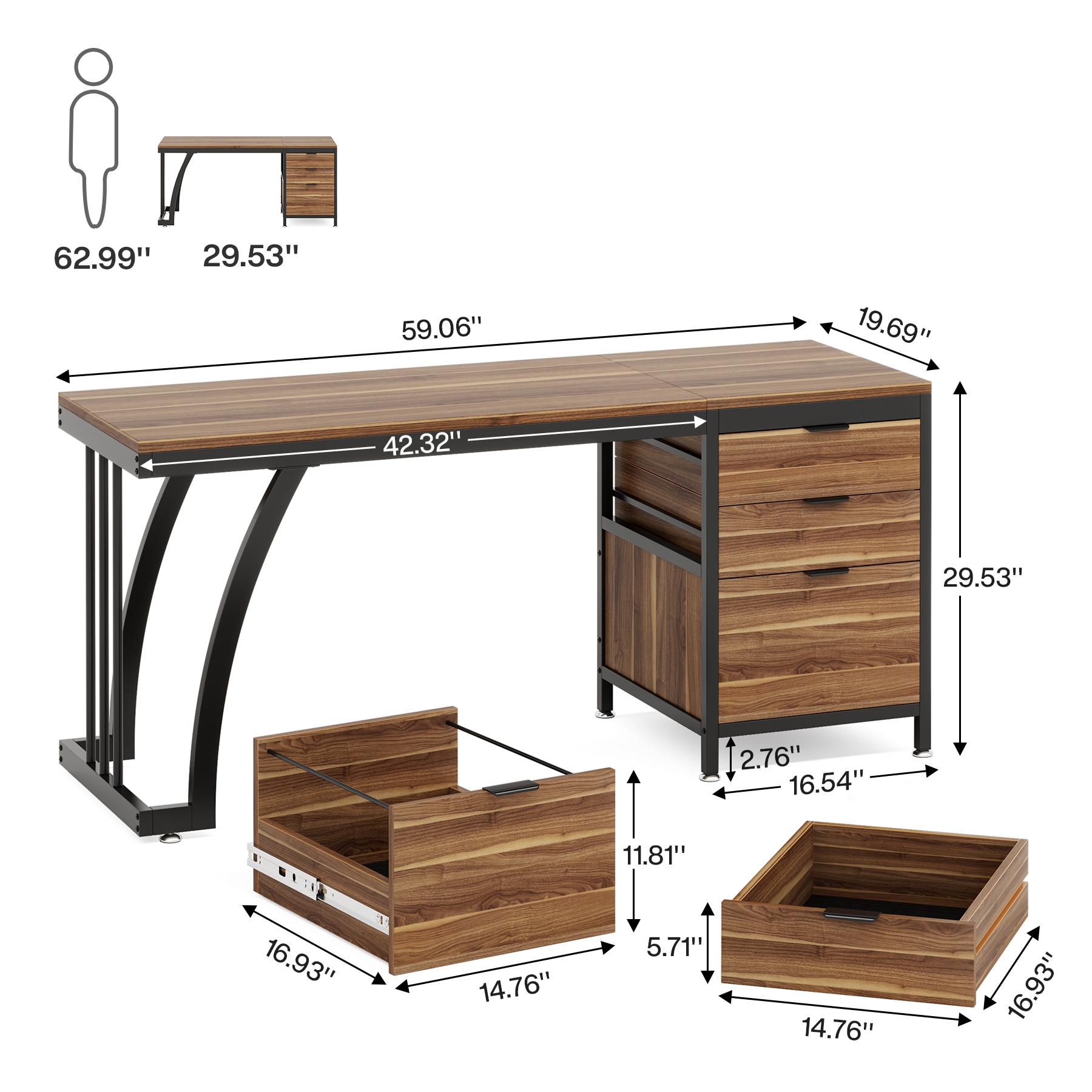Fnova LWTJ-M0048 Office-Tables - View #4
