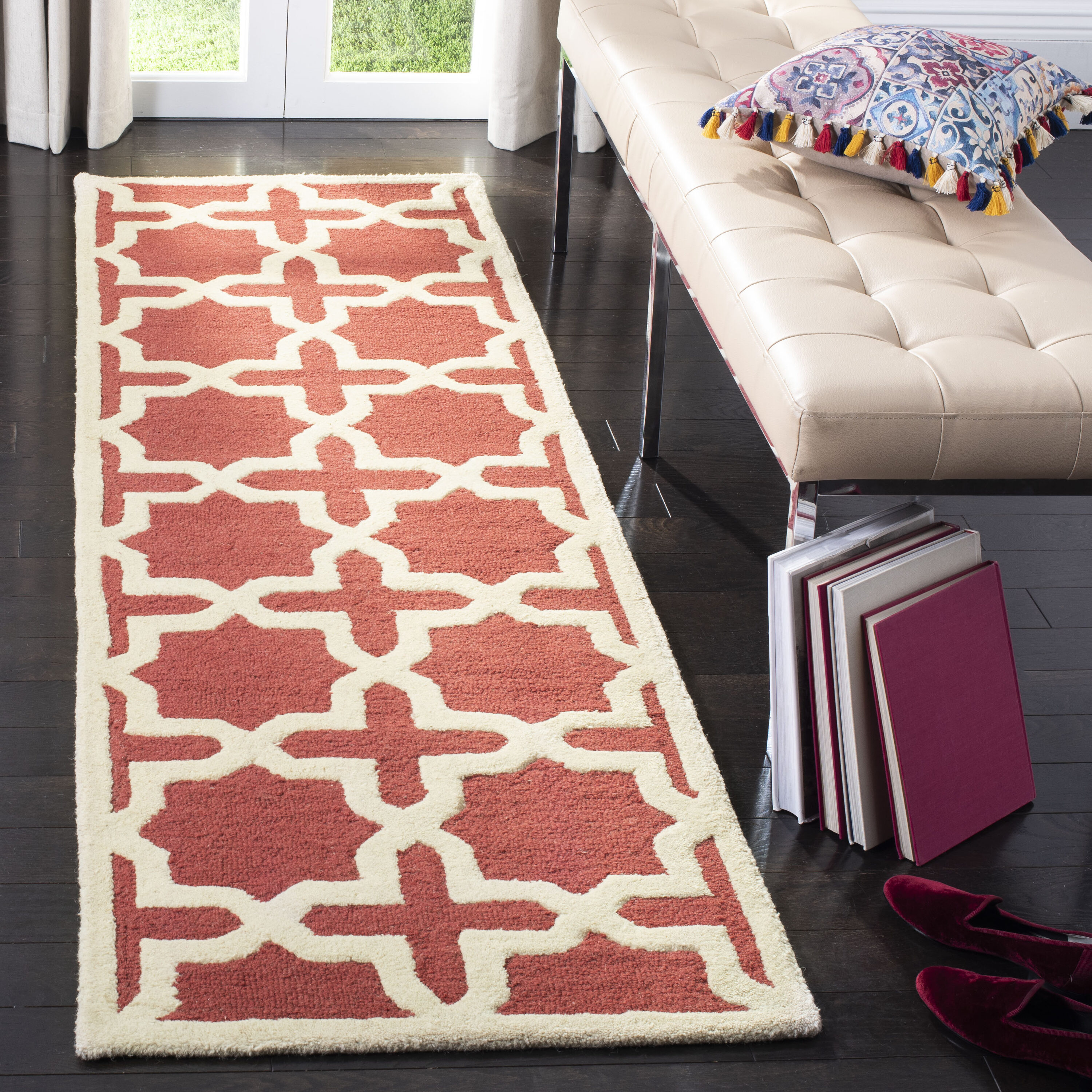 Safavieh CAM125L-28 Cambridge Marakesh 3 x 8 (ft) Tufted Wool Rust/Ivory Rectangular Indoor Abstract Runner rug