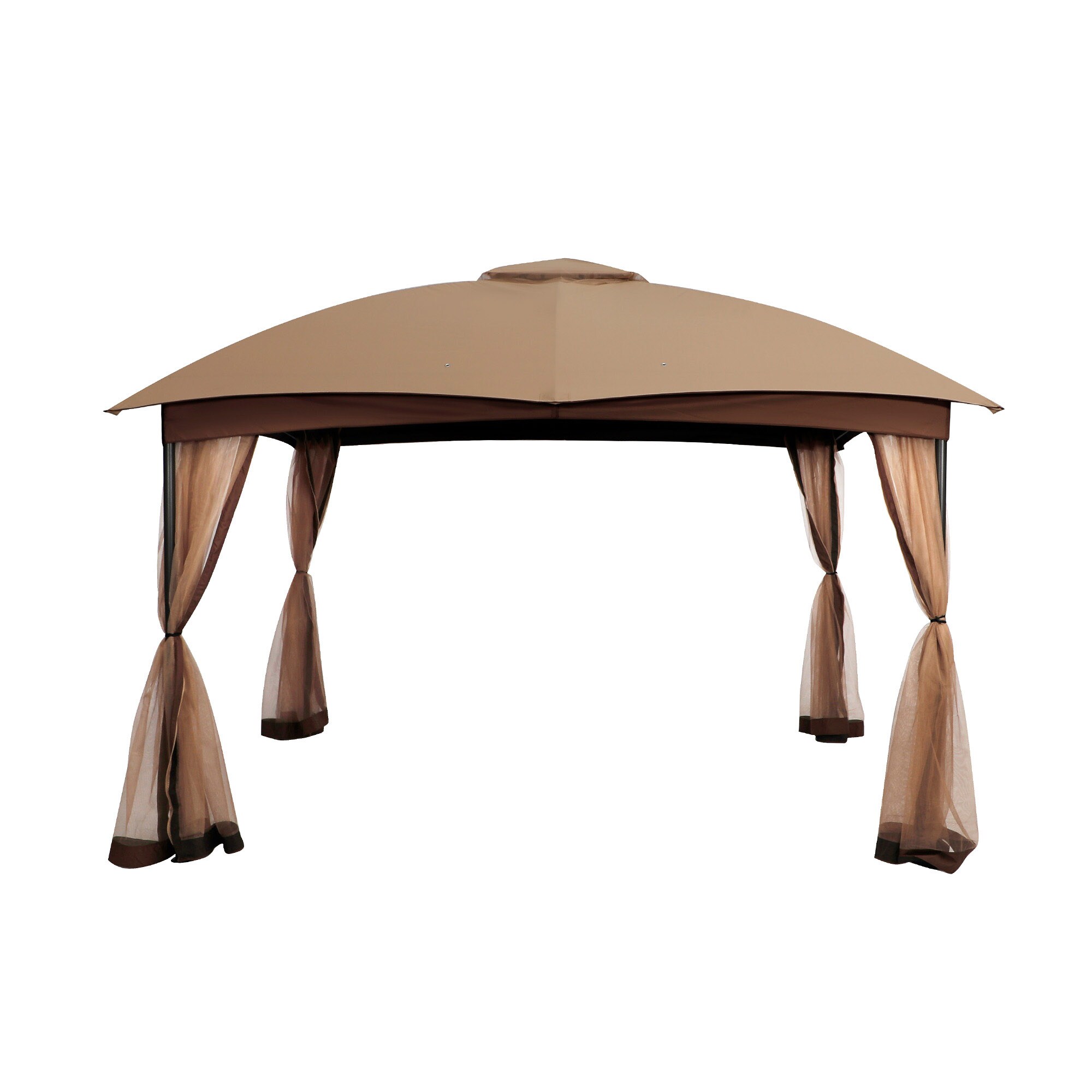 CASAINC 11-ft x 9-ft Gazebos Brown Metal Rectangle Gazebo in the ...