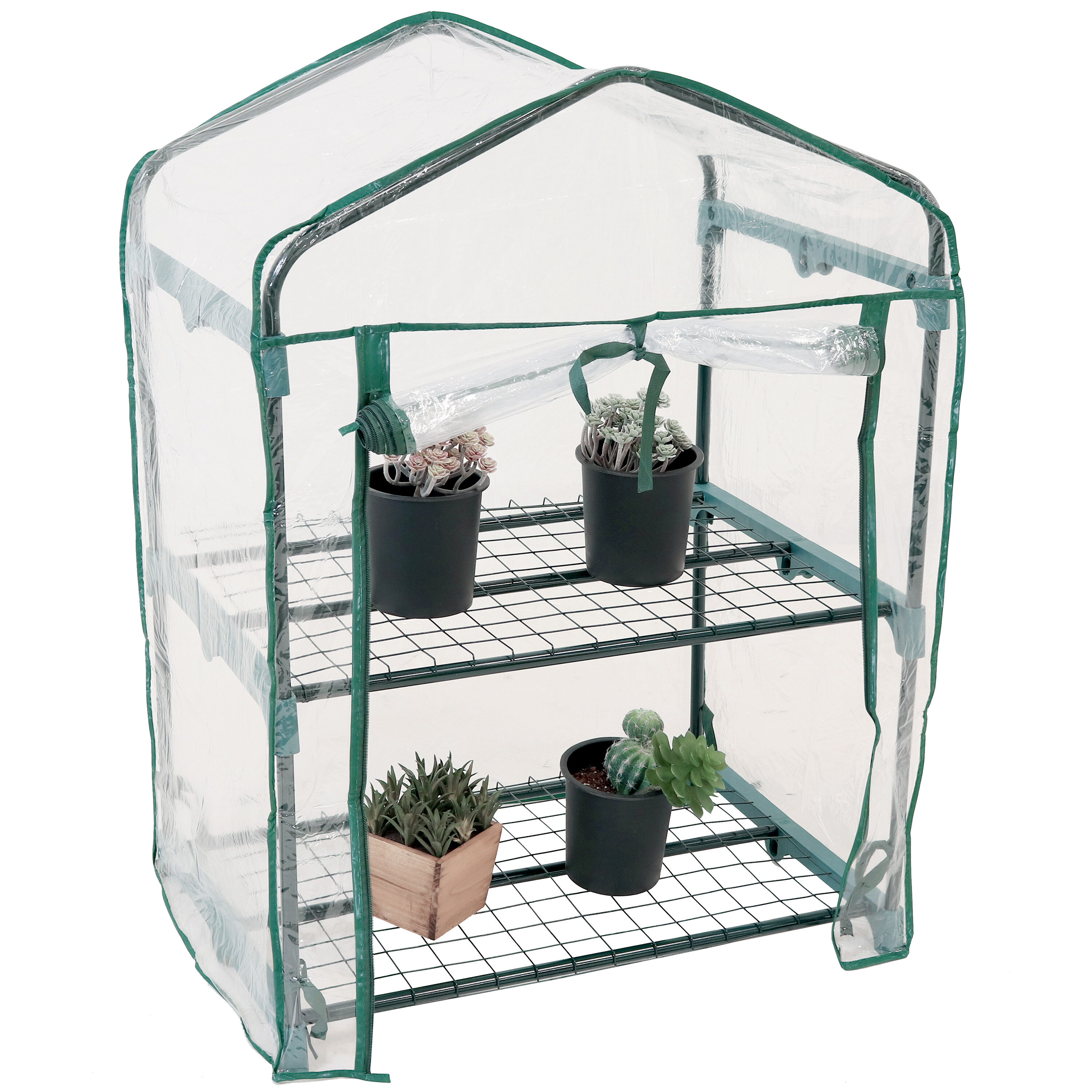 Sunnydaze Decor HGH-895 1.5-ft L x 2.2-ft W x 3-ft H Clear Pop-up Greenhouse