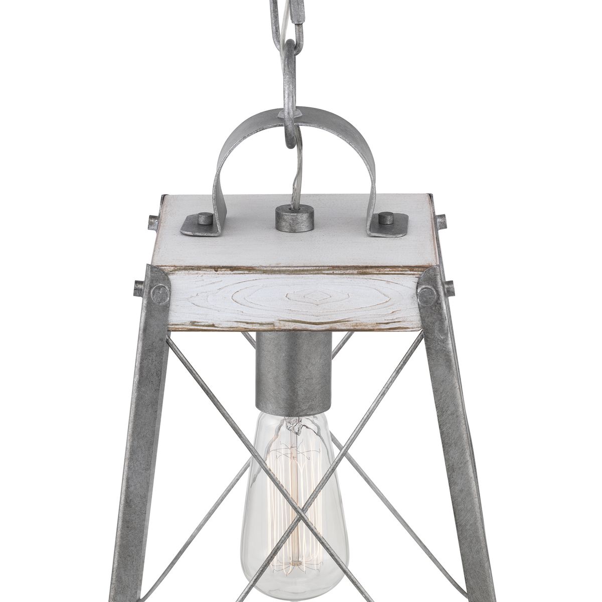 Bradberry antique white and galvanized outlet farmhouse lantern pendant light