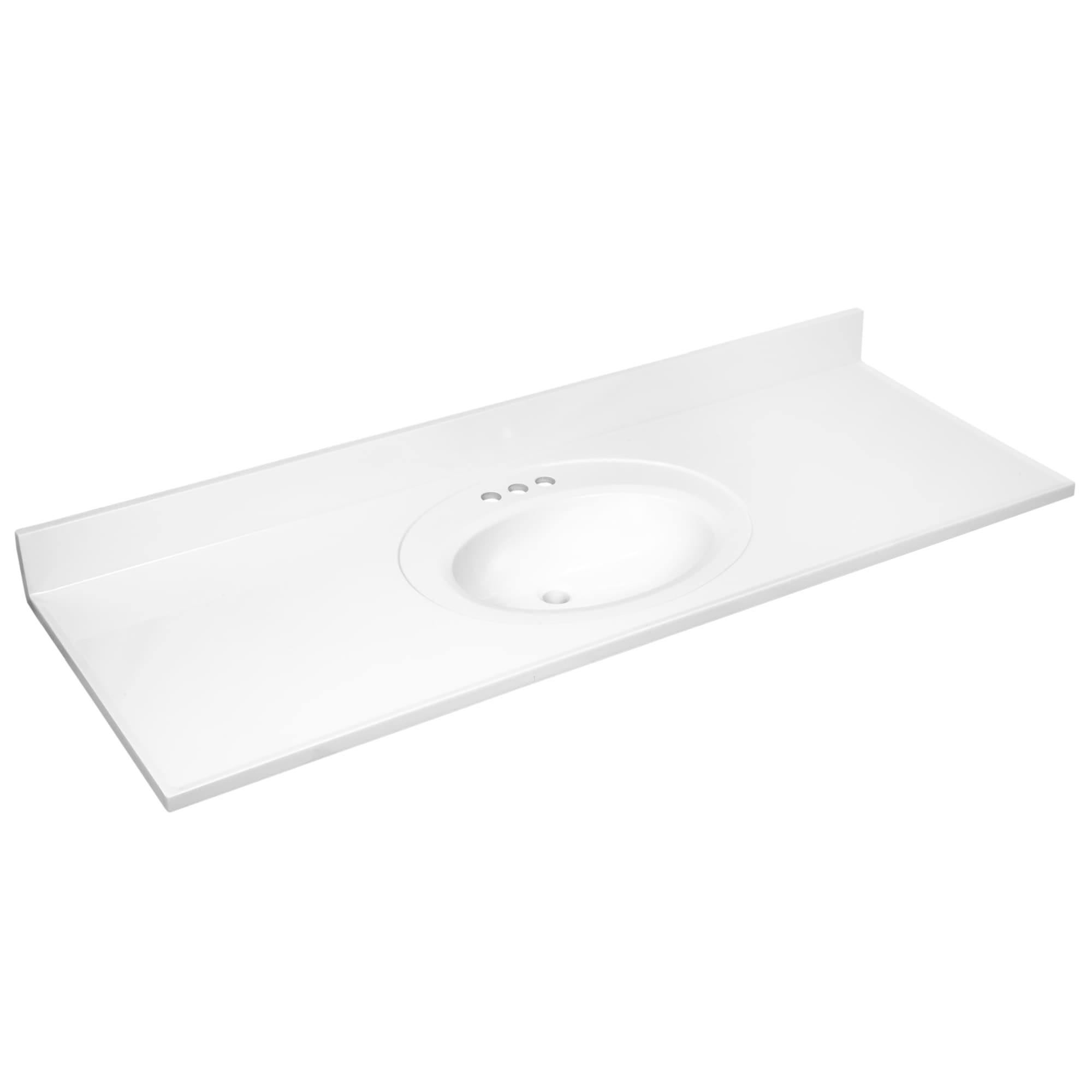 Design House 597427 61-in x 22-in Solid White Cultured Marble Single Sink 3-Hole Bathroom Vanity Top