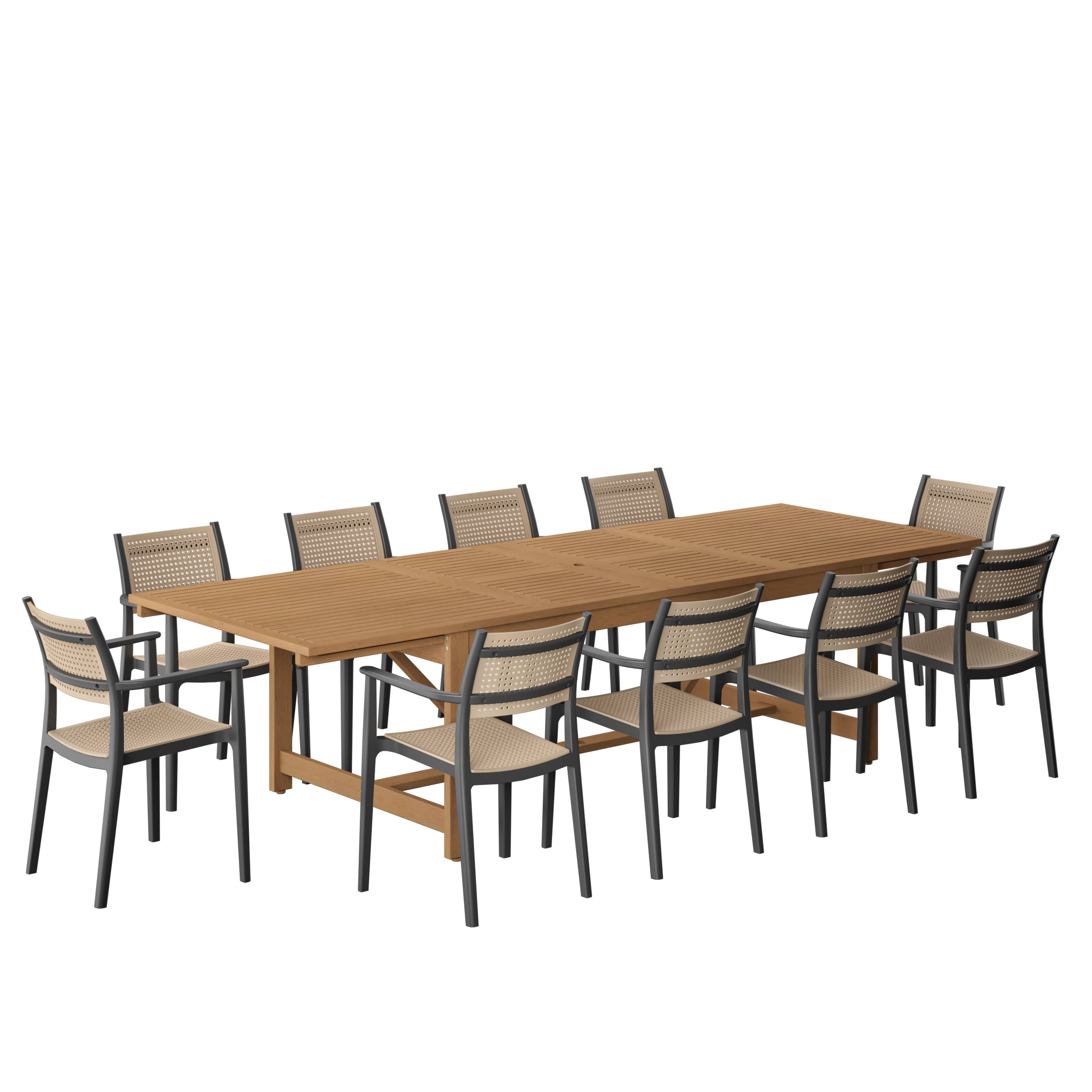 Amazonia LEYLOT-10-ARU BK Urban Elements Honshu Patio Dining Set for 10 – Perfect for Family and Friends - Modern and Stylish Dining Table with Chairs