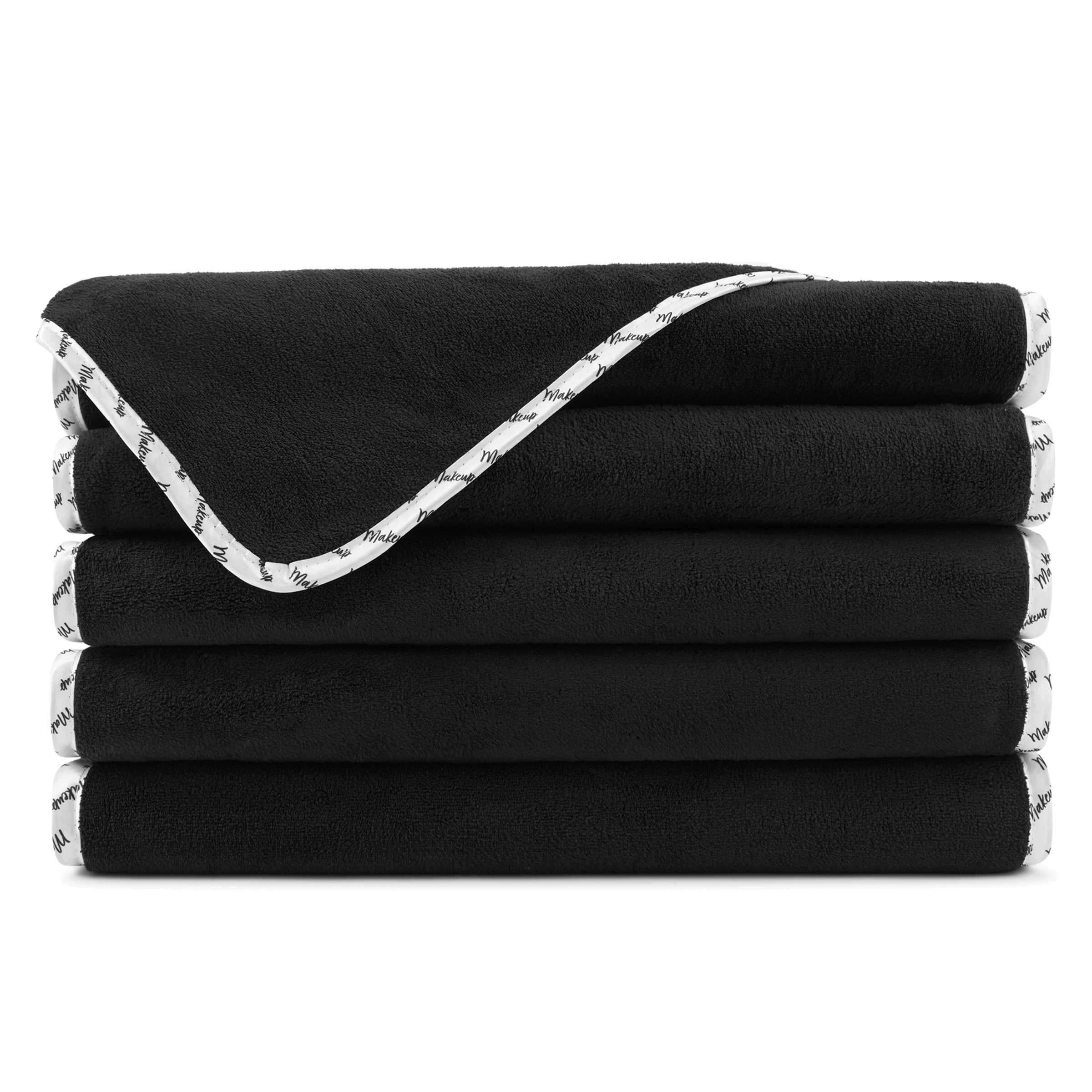Arkwright Home Coral Fleece Makeup Fingertip 11x17 Black w/ Piping - Pack of 6