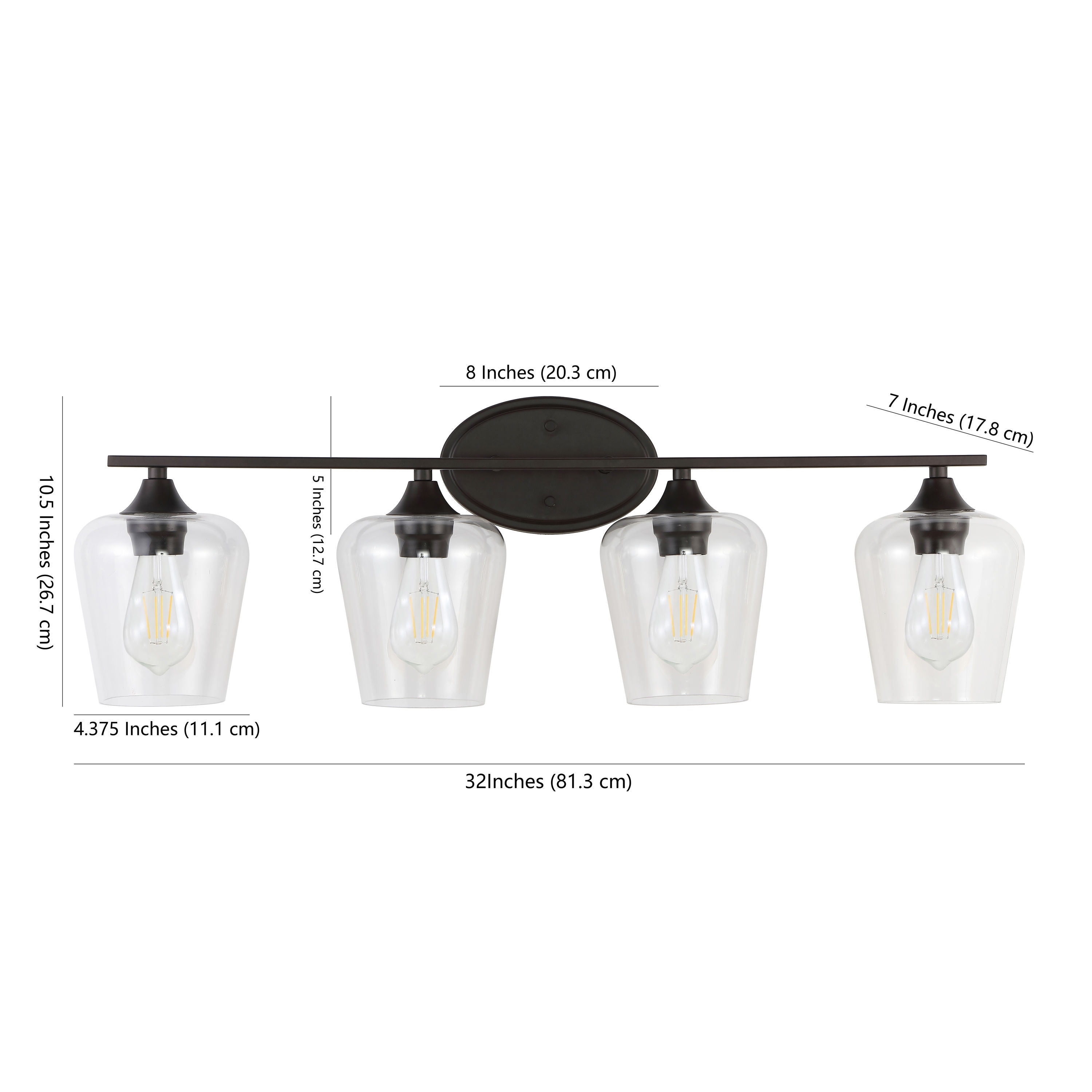 Jonathan Y Jayne Ironseeded Glass Farmhouse Rustic 32 In 4 Light Oil Rubbed Bronze Led French 2545