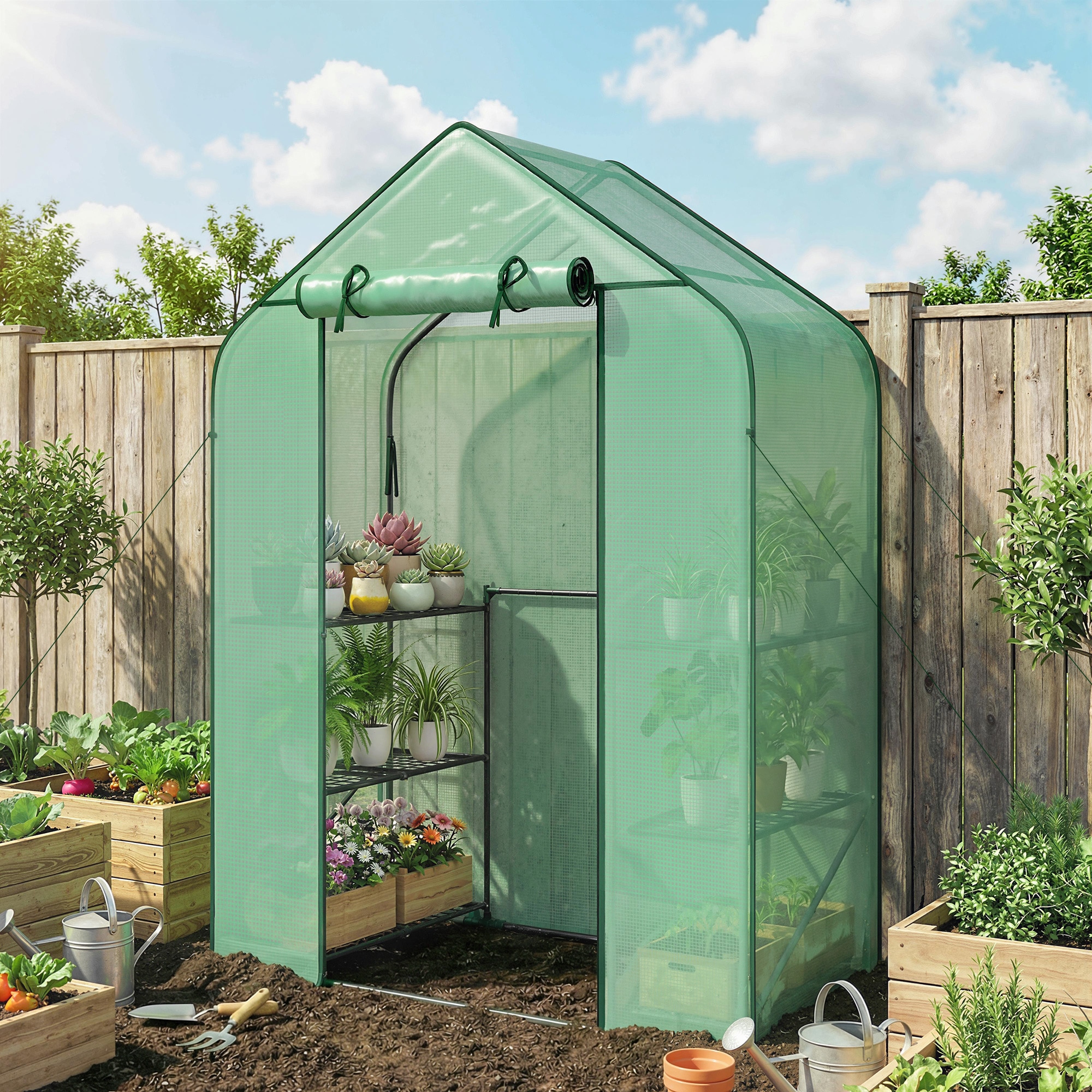 Bestcore Small Portable Greenhouse for Outdoors 6-Shelf Growing Rack ...