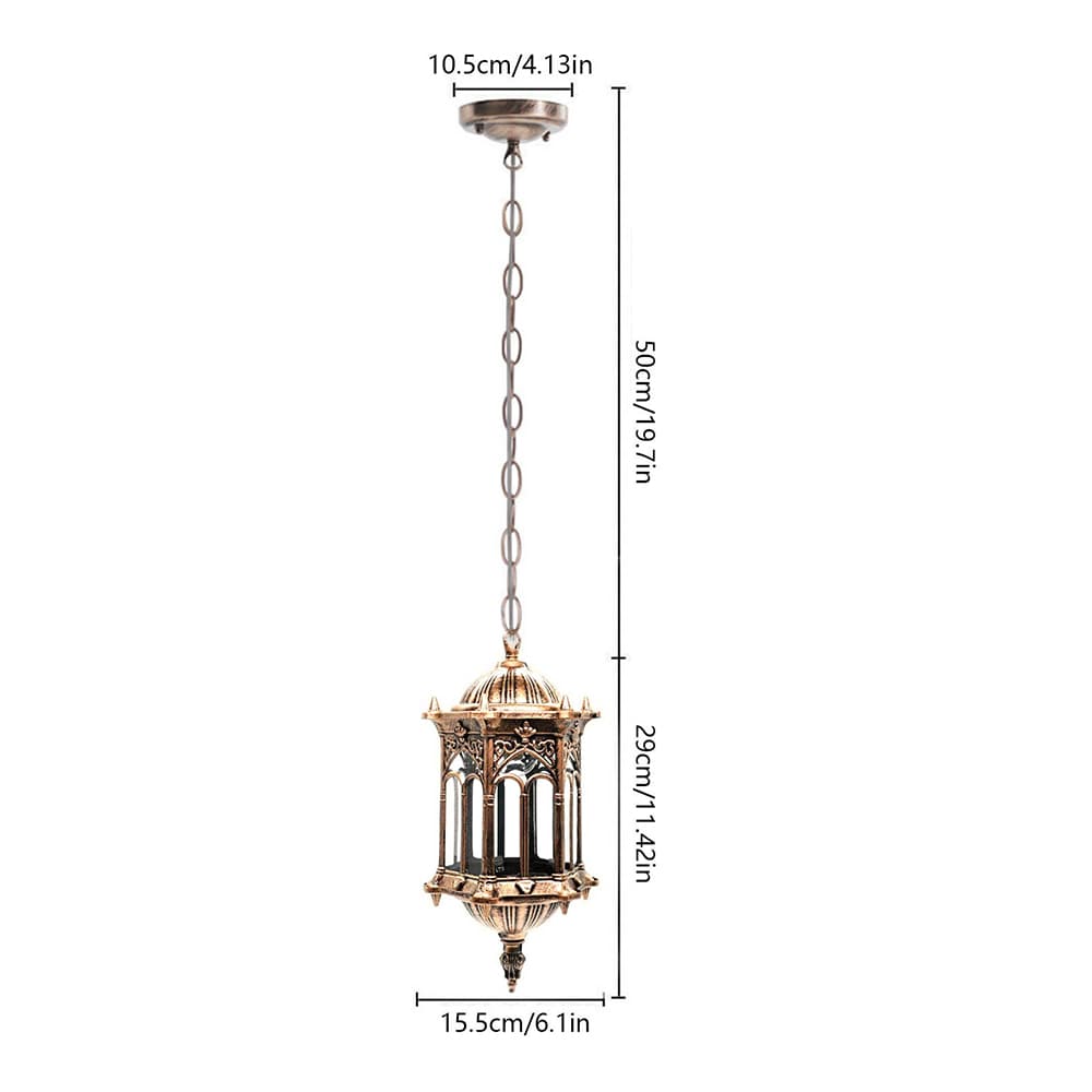 Oukaning 6.1-in Gold Outdoor Waterproof Vintage Clear Glass