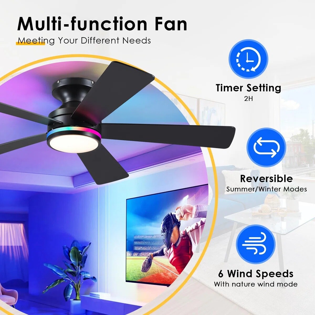 Kviflon LS8509-46BKRGB Ceiling-Fans - View #2