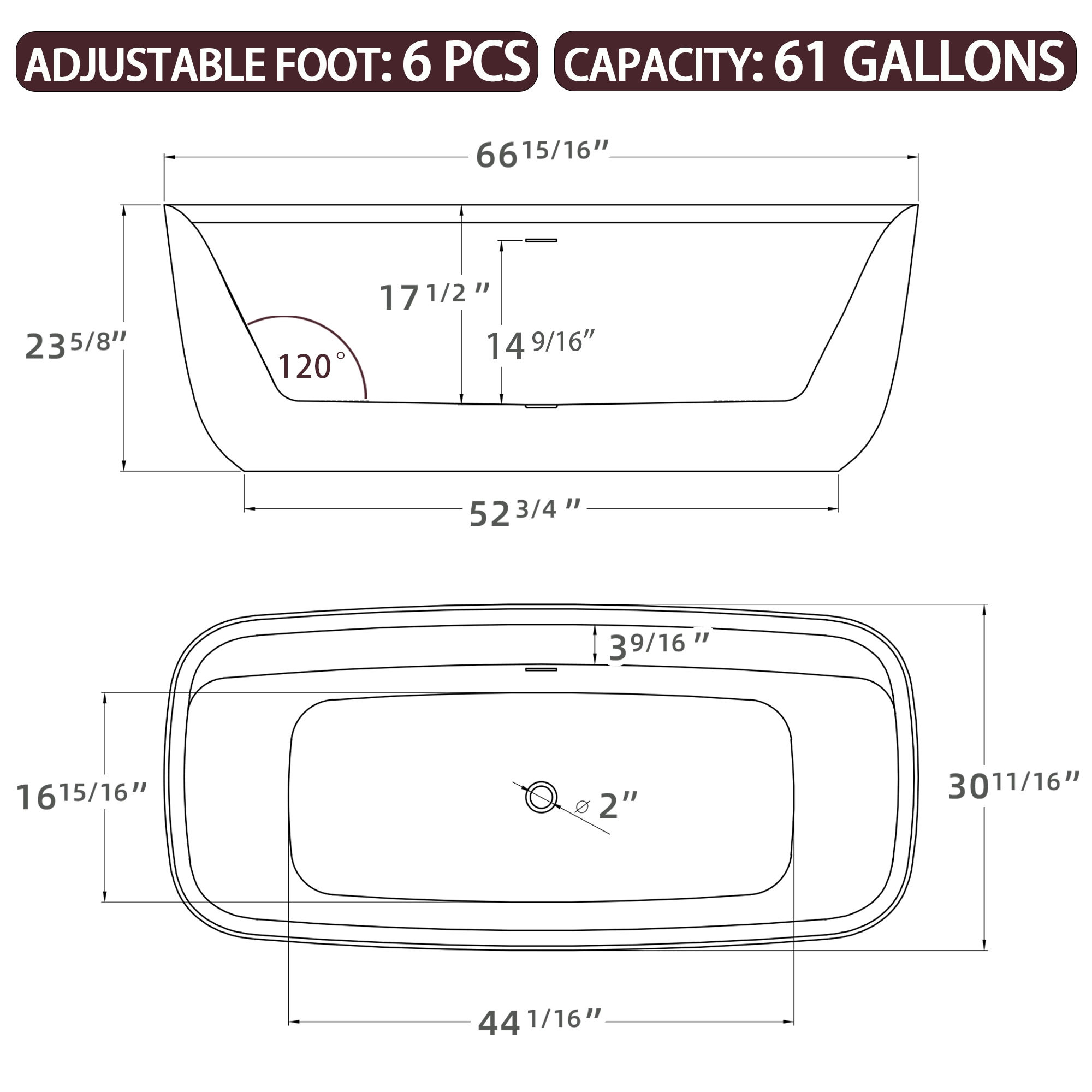 WELLFOR QBT-P346-W67EG bathtubs - View #13