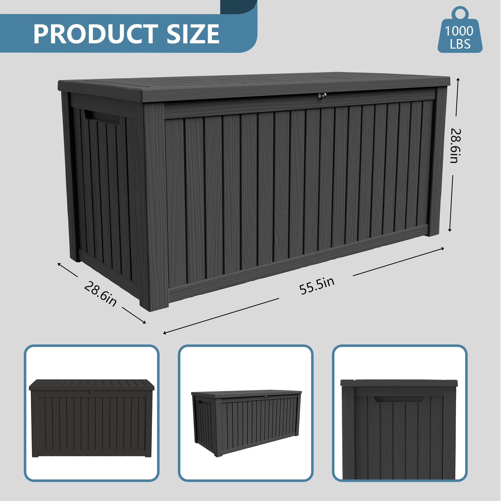 PatioEasy 200 Gallon Resin Deck Box Weatherproof Outdoor Storage ...