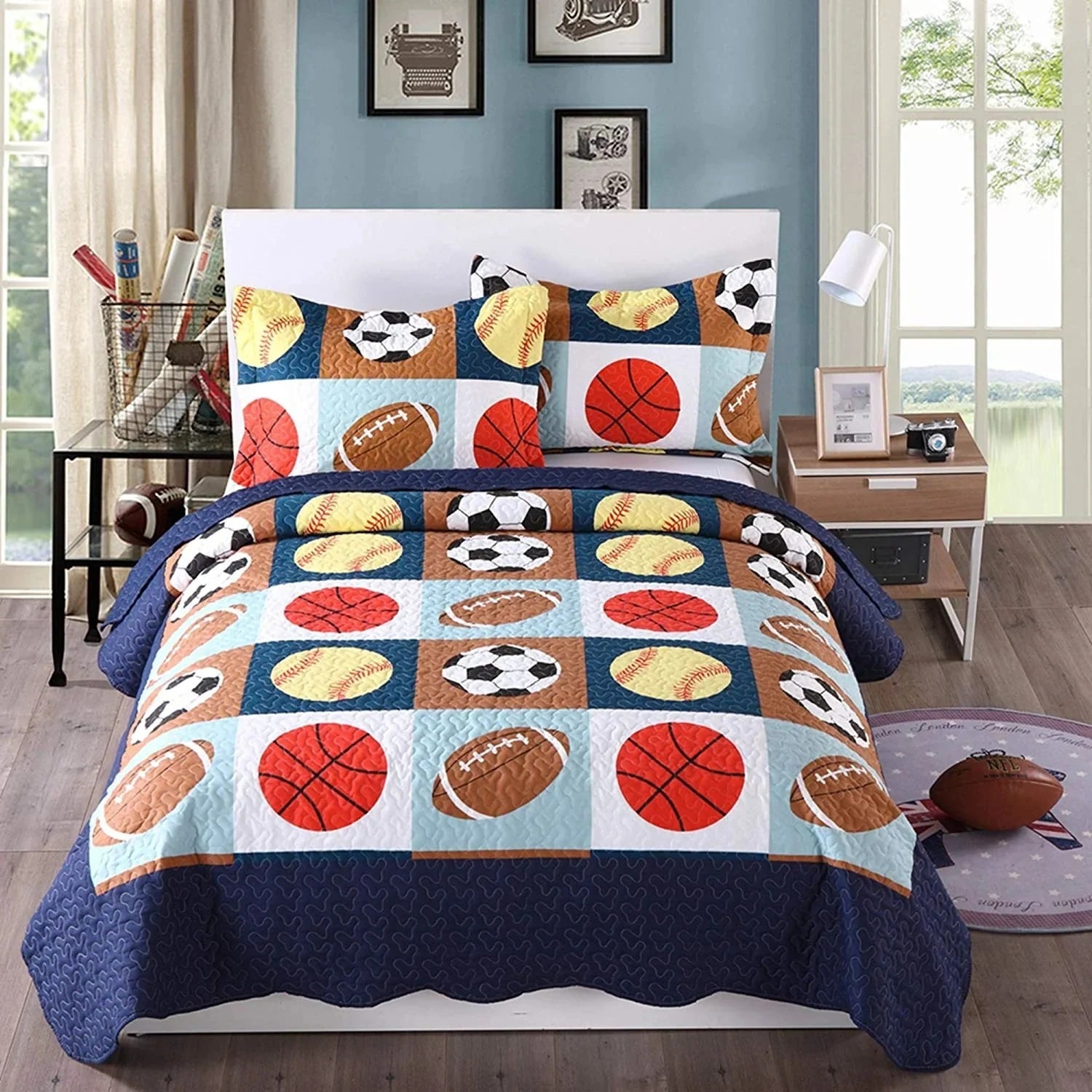 MarCielo A13 F 3-Pieces Ball Pattern Full Size Quilt Set
