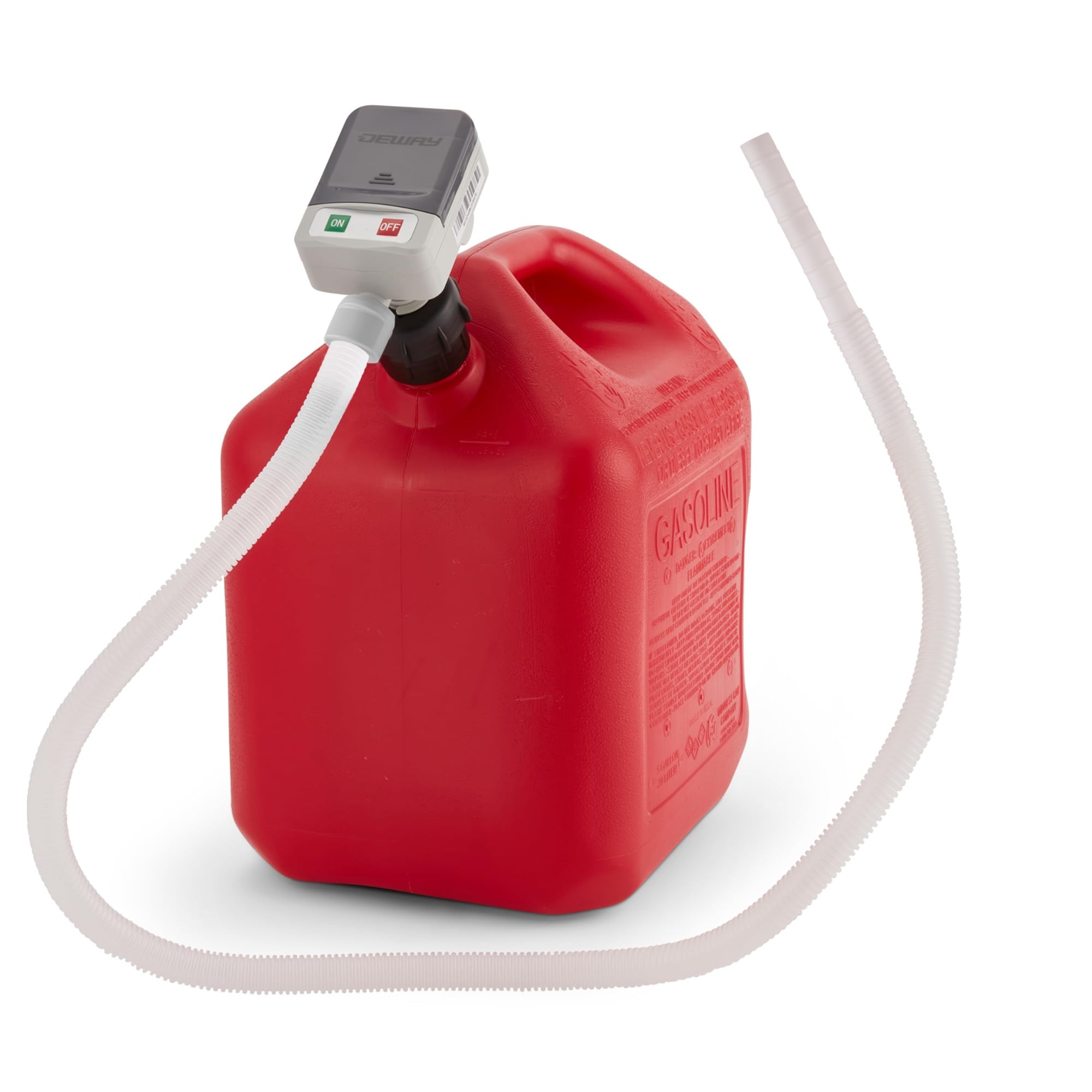 DEWAY WAYPUMP20B Fuel Transfer Pump with 3 Adapters – Battery Powered Gasoline Pump - 51'' Hose - Clip-On Nozzle