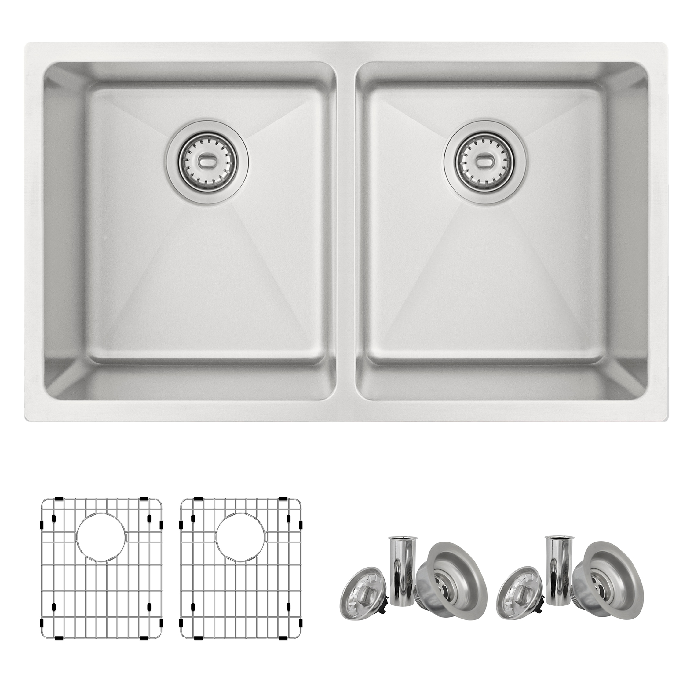 Stylish S-401G1 Dual-mount 31-Inches x 18-Inches Stainless steel Double equal bowl 16 -Gauge Kitchen Sink