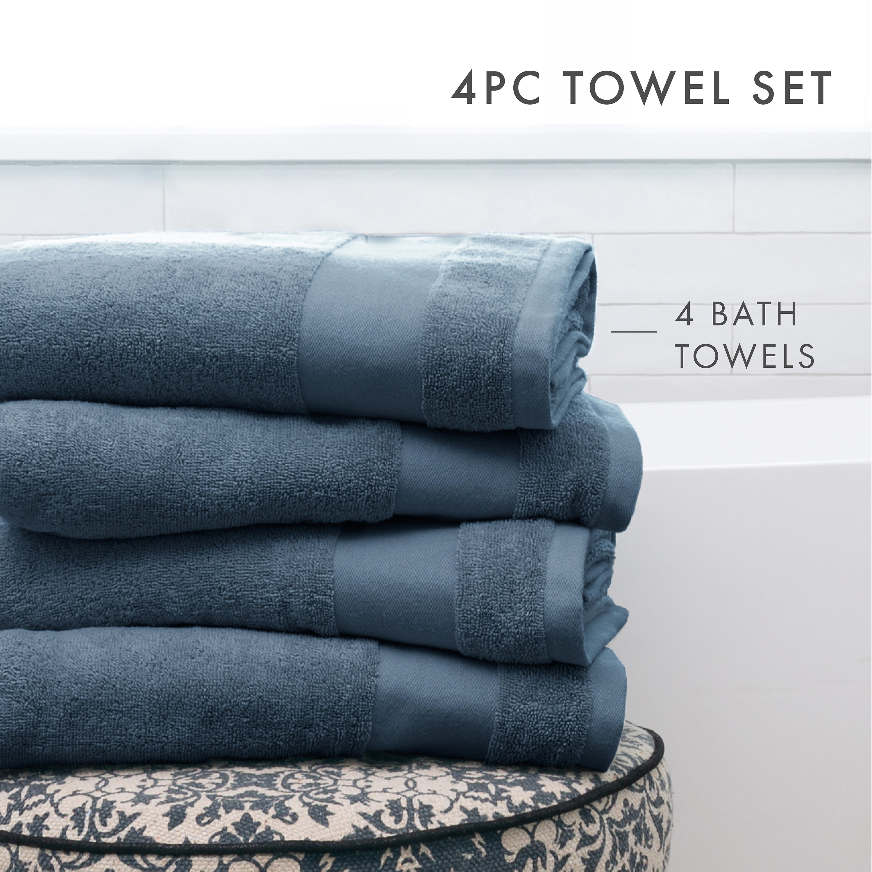 Ienjoy Home 6-Piece Navy Cotton Bath Towel Set in the Bathroom Towels  department at