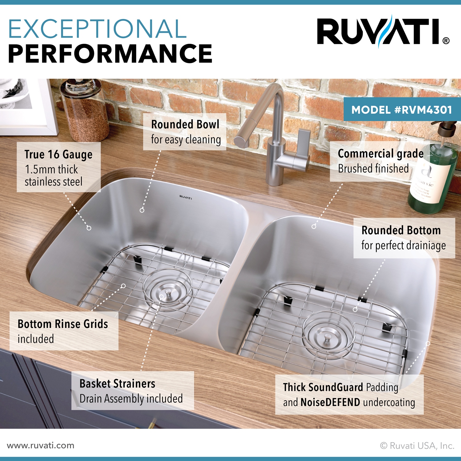 Ruvati RVM4301 Kitchen-Sinks - View #4