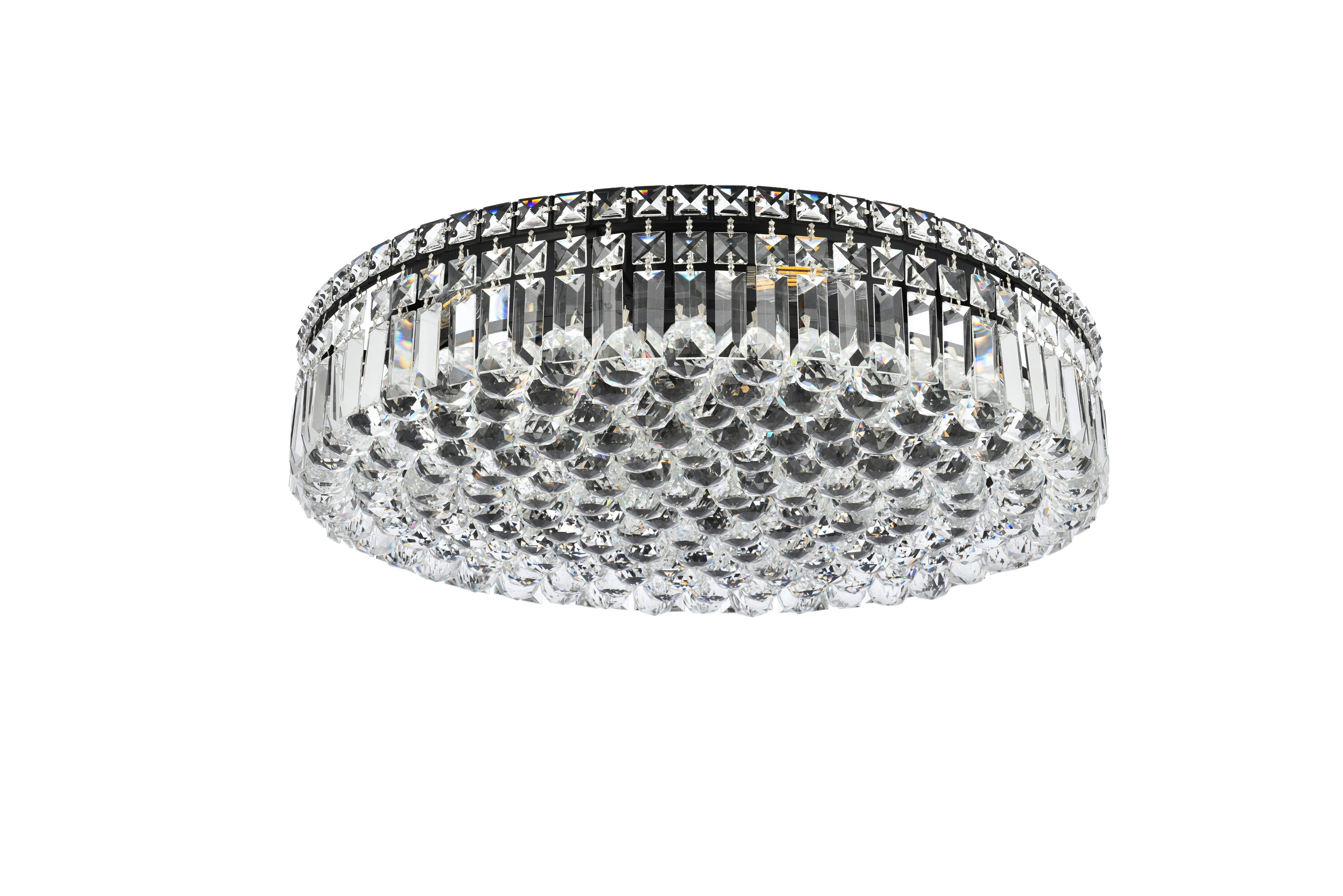 Maxime 16" Matte Black and Clear Crystal Flush Mount Light