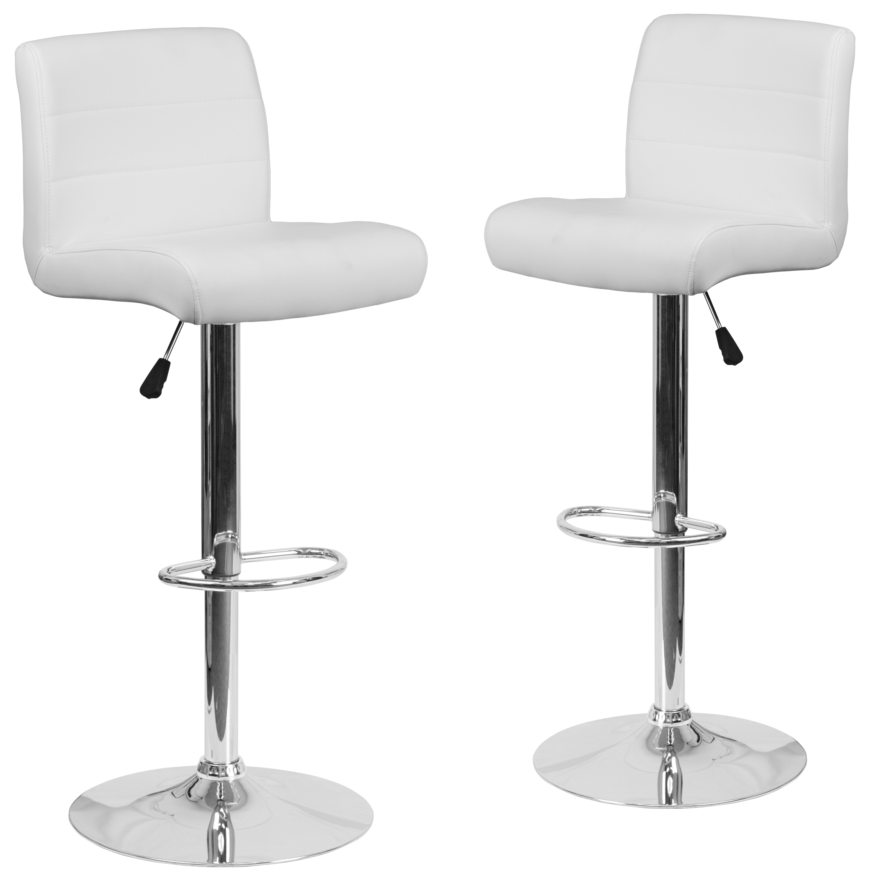 Flash Furniture 889142065968 White 26.25-Inches H Adjustable Height Counter height Square seat Upholstered Swivel Metal Bar Stool and Back