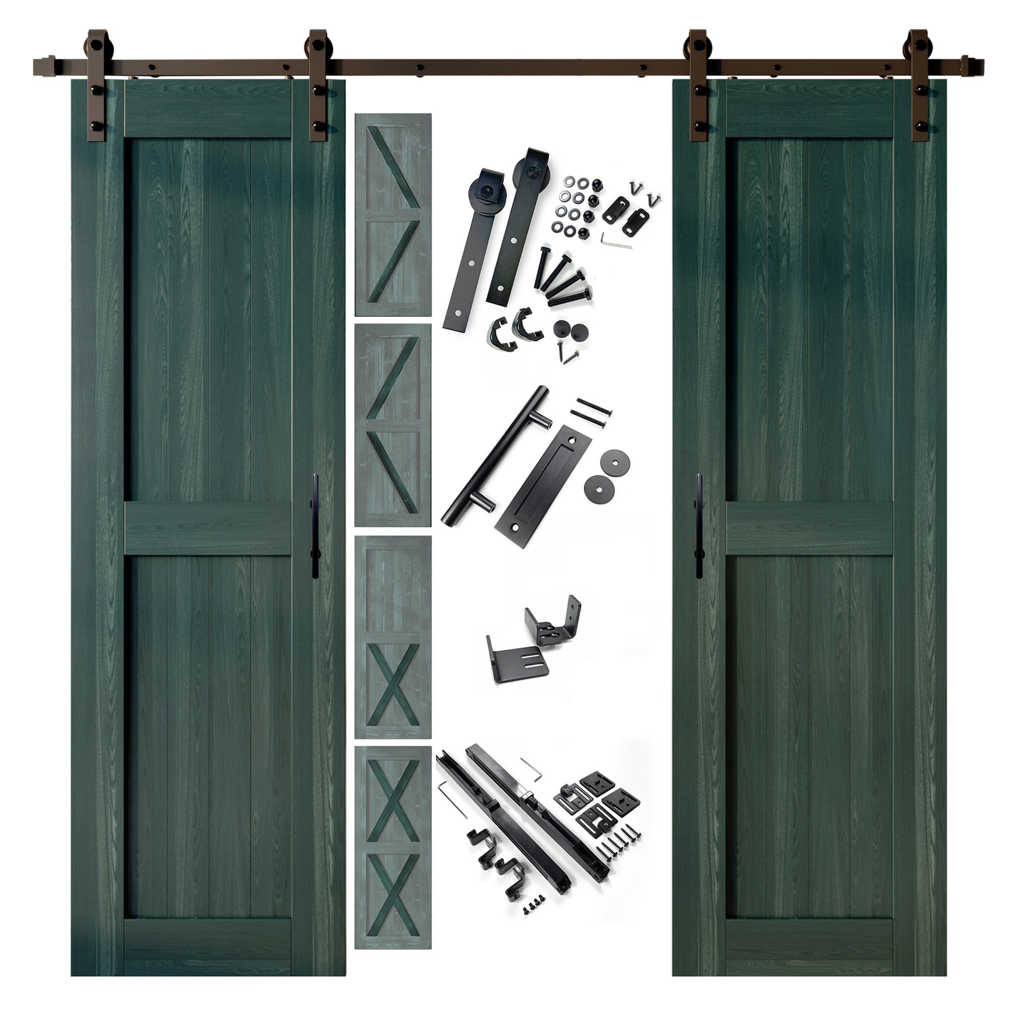 HOMACER YT2TGH084C-2080F-RP 20-in x 80-in Royal Pine Pine Wood Solid core Double Barn Door (Hardware Included)