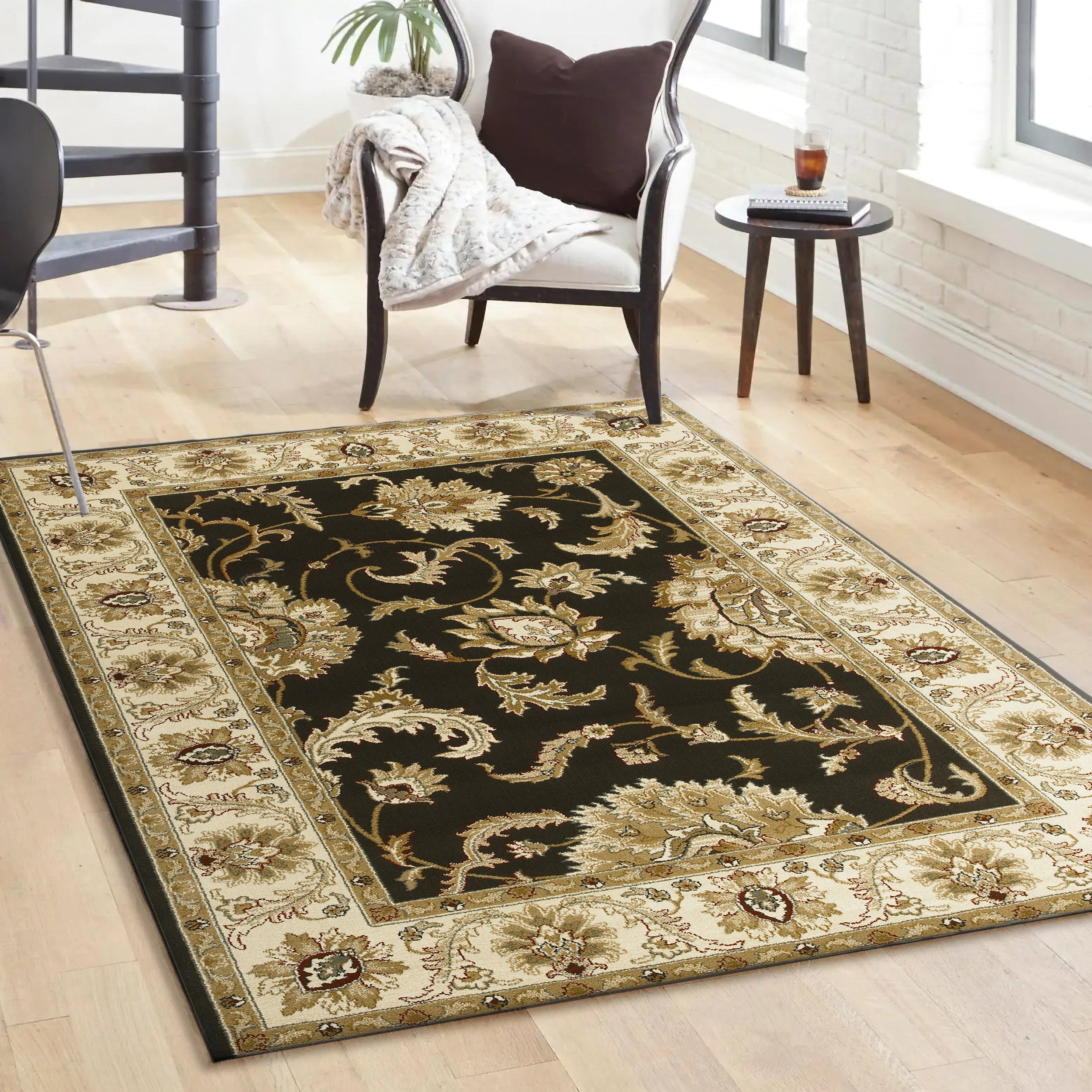 Radici USA 1621/1721/BROWN Como 5 x 8 (ft) Polypropylene Brown Rectangular Indoor Floral/Botanical Oriental Area rug
