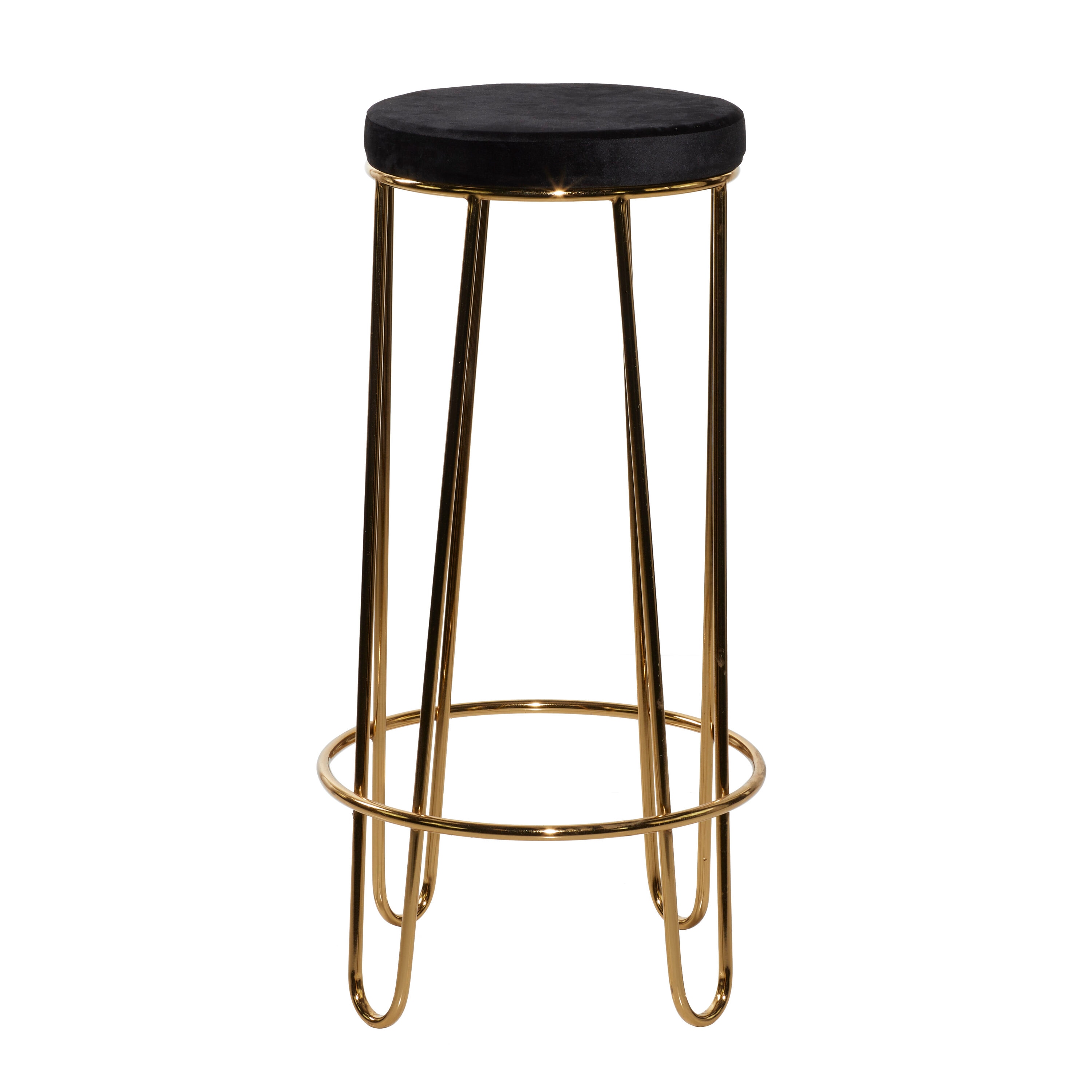Sleek 31" Black Upholstered Metal Bar Stool