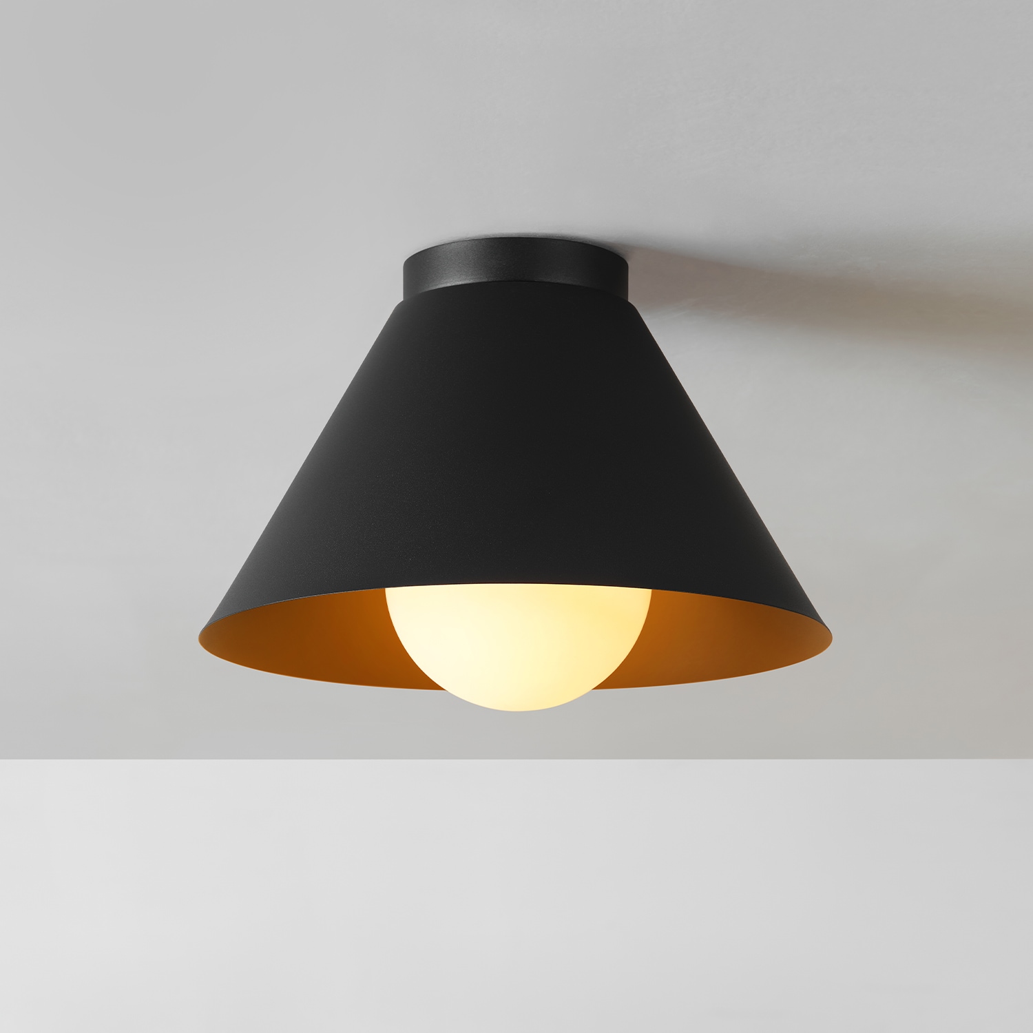 Globe Electric 13-in Painted Black Sand Texture Outdoor 1 -Light Flush Mount Light with Opal Glass