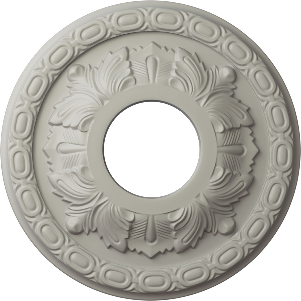 Ekena Millwork CM11LFPCF Leaf 11.375-in W x 11.375-in L Painted Pot Of Cream Polyurethane Whole Ceiling Medallion