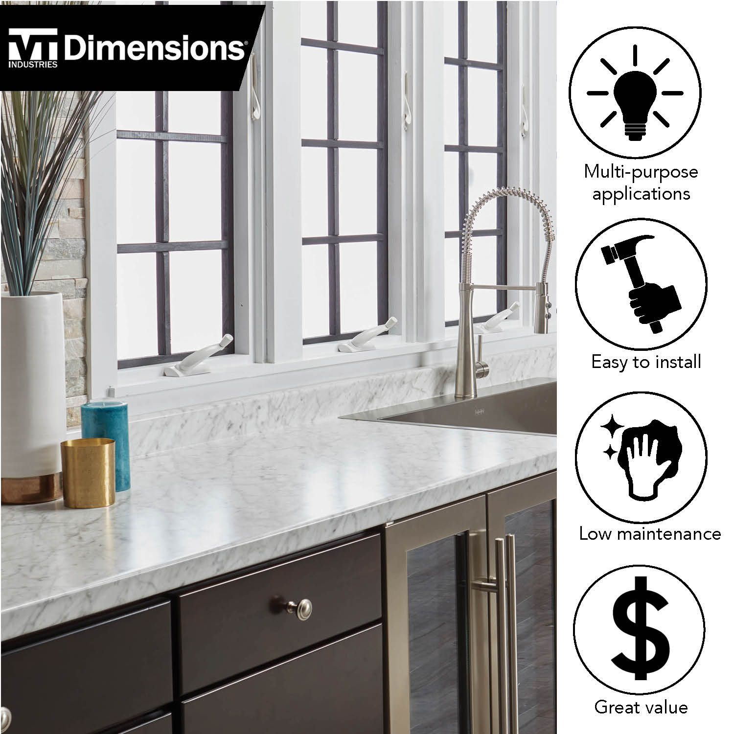 VT Dimensions Formica 10-ft x 25.25-in x 3.75-in Carrara Bianco, Artisan Laminate Countertop with Integrated Backsplash